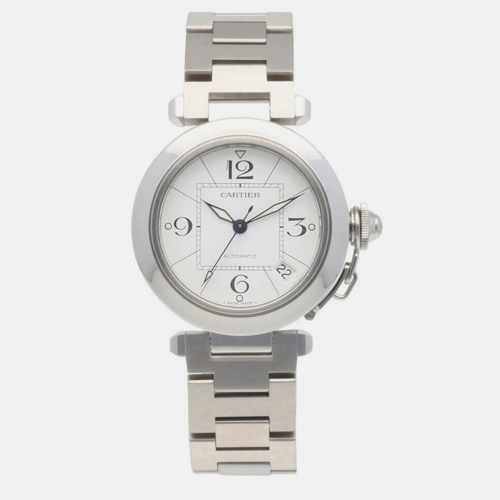 Cartier silver stainless steel pasha c de cartier 2324 automatic women's wristwatch 35.5 mm