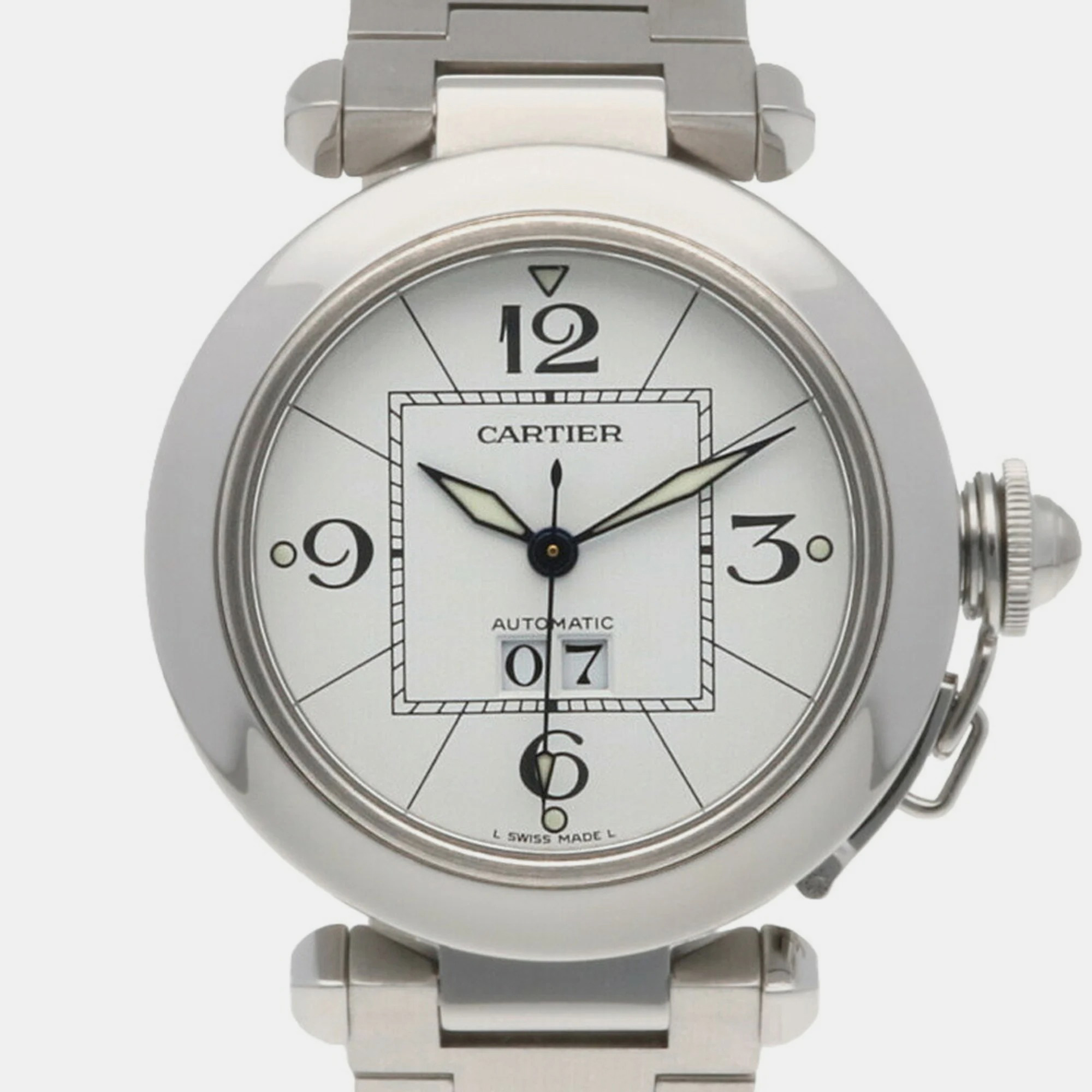 Cartier White Stainless Steel Pasha C De Cartier 2475 Automatic Women's Wristwatch 35.5 Mm