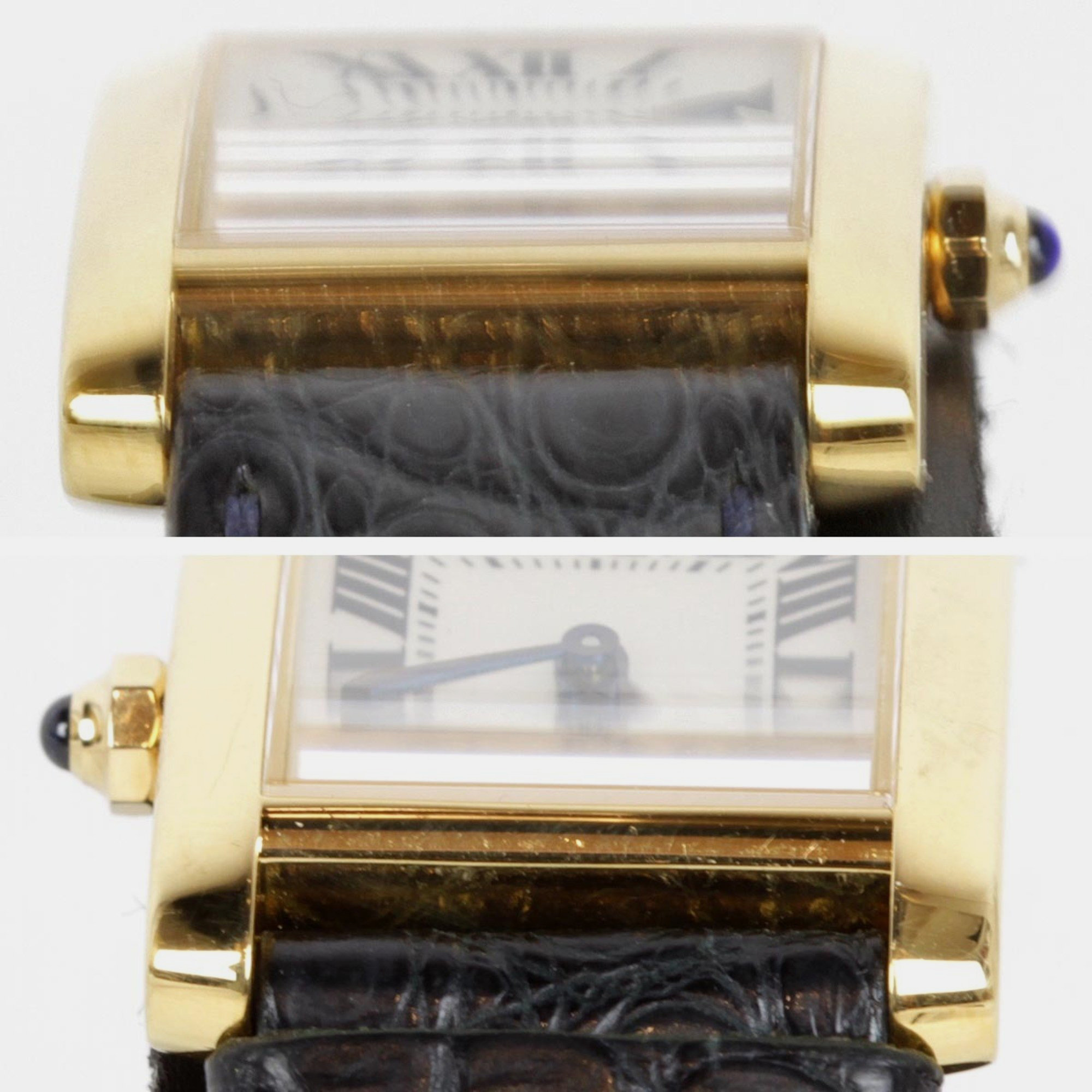 Cartier White 18k Yellow Gold Tank Francaise 2385 Quartz Women's Wristwatch 20 Mm