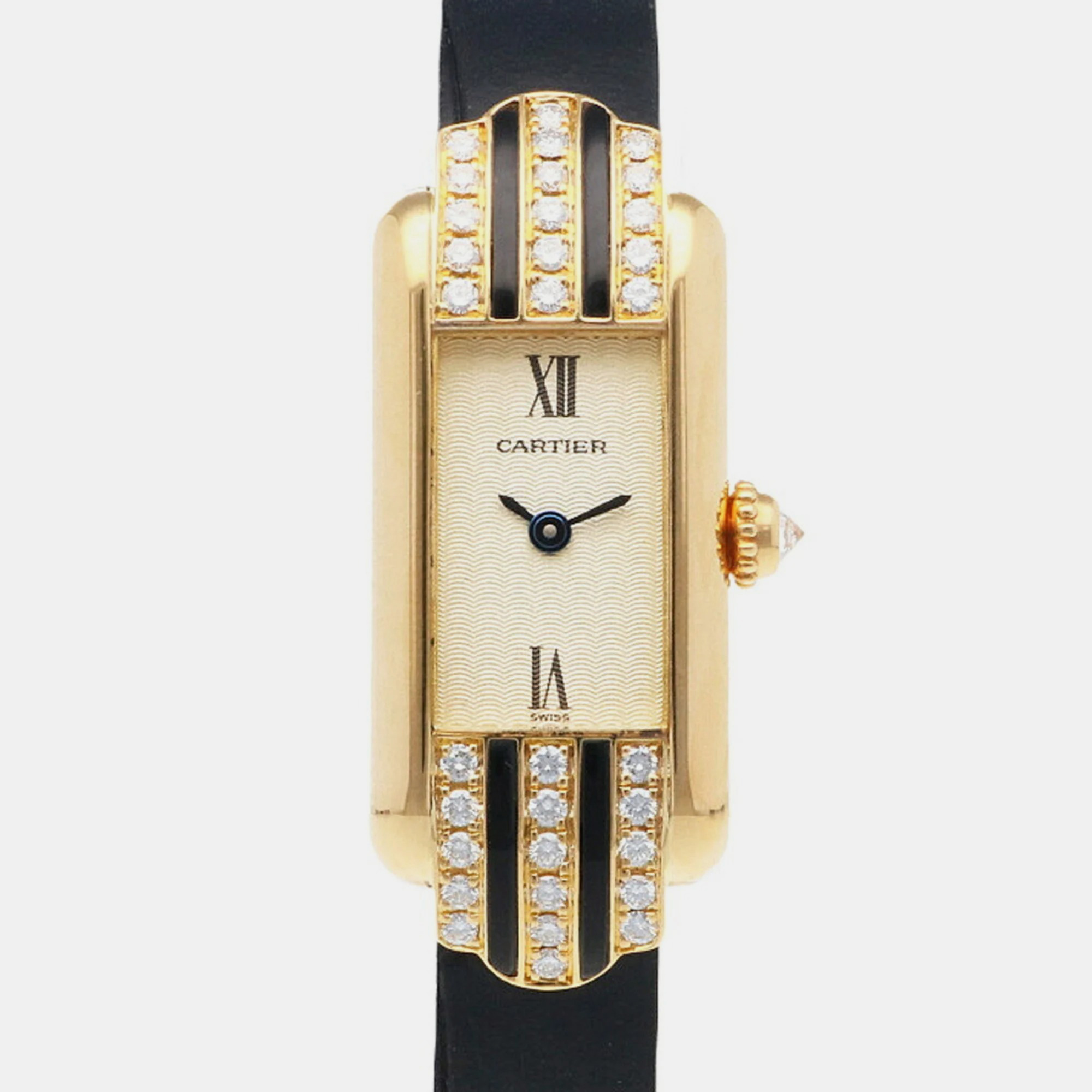 Cartier Gold 18k Yellow Gold Tank Allonge 1380 Quartz Women's Wristwatch 14.5 Mm