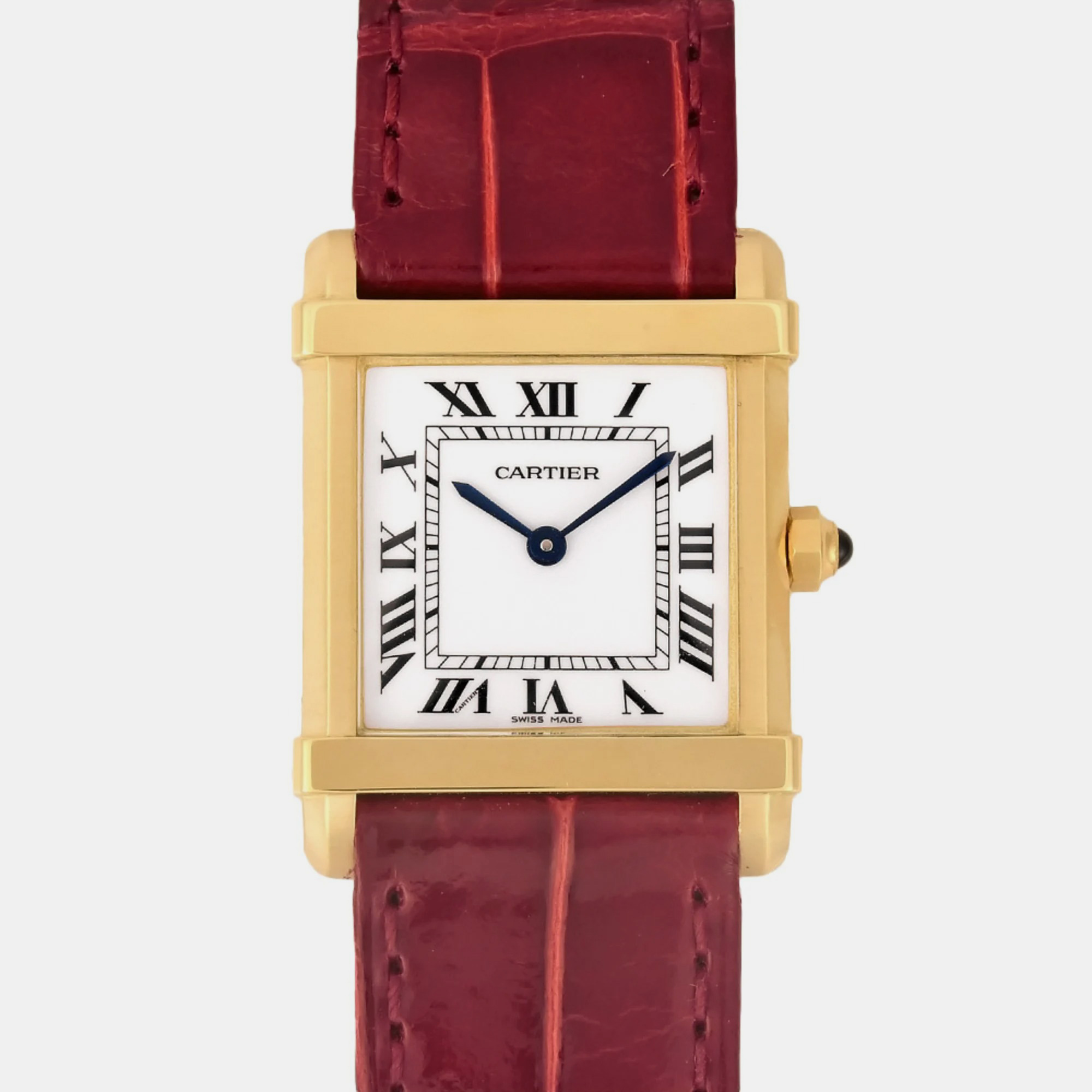 Cartier White 18k Yellow Gold Tank Chinoise Quartz Women's Wristwatch 23 Mm