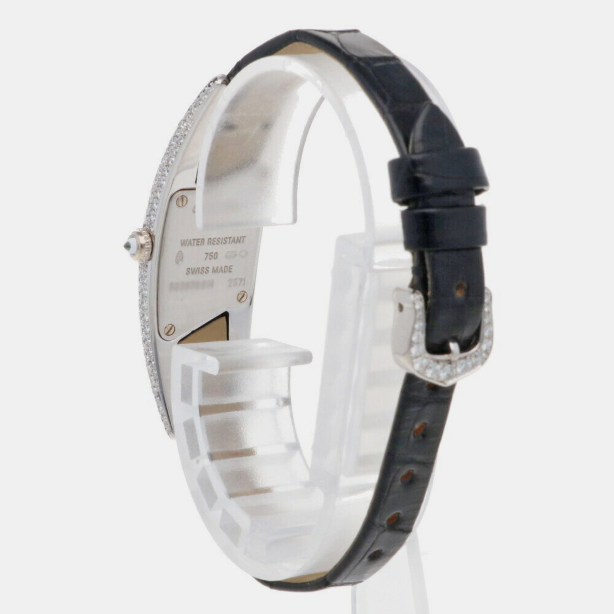 Cartier Black 18k White Gold Himalia Quartz Women's Wristwatch 16.5 Mm