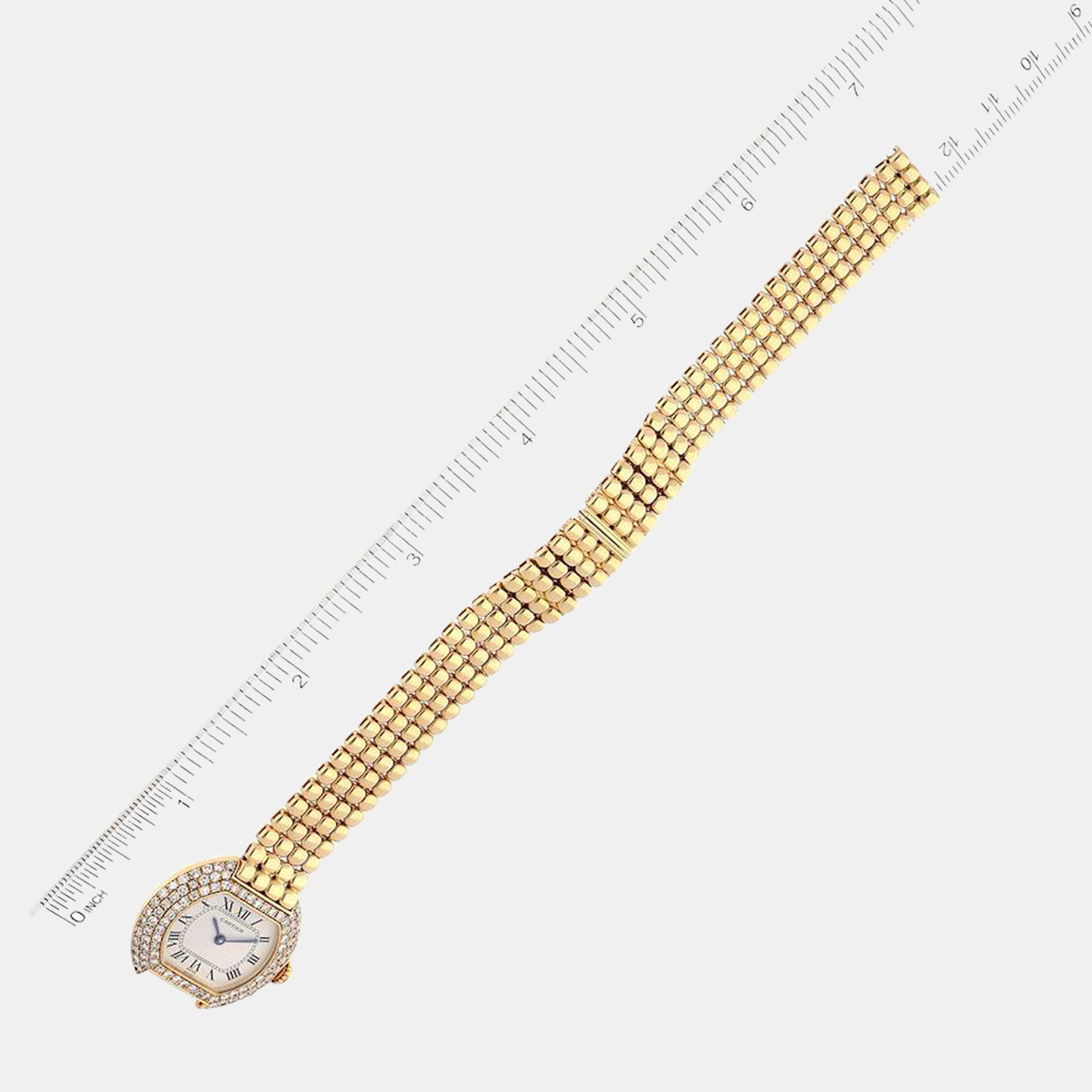 Cartier Ellipse Yellow Gold Diamond Bezel Ladies Watch 8660  26 X 22 Mm