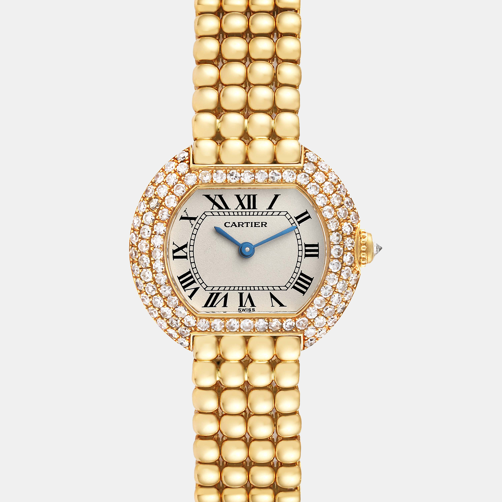 Cartier Ellipse Yellow Gold Diamond Bezel Ladies Watch 8660  26 X 22 Mm