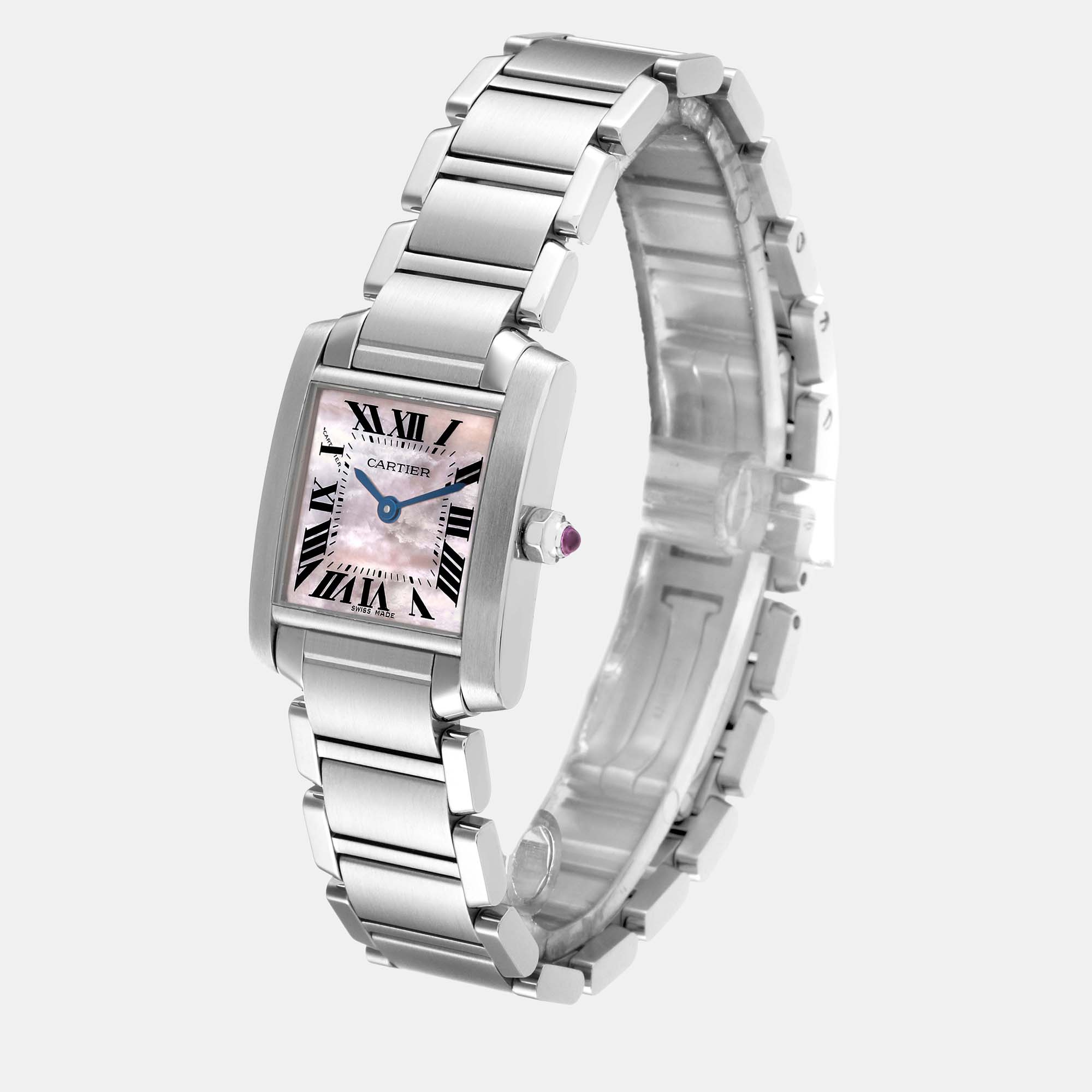 Cartier Tank Francaise Mother Of Pearl Dial Steel Ladies Watch W51028Q3 20.0 Mm X 25.0 Mm