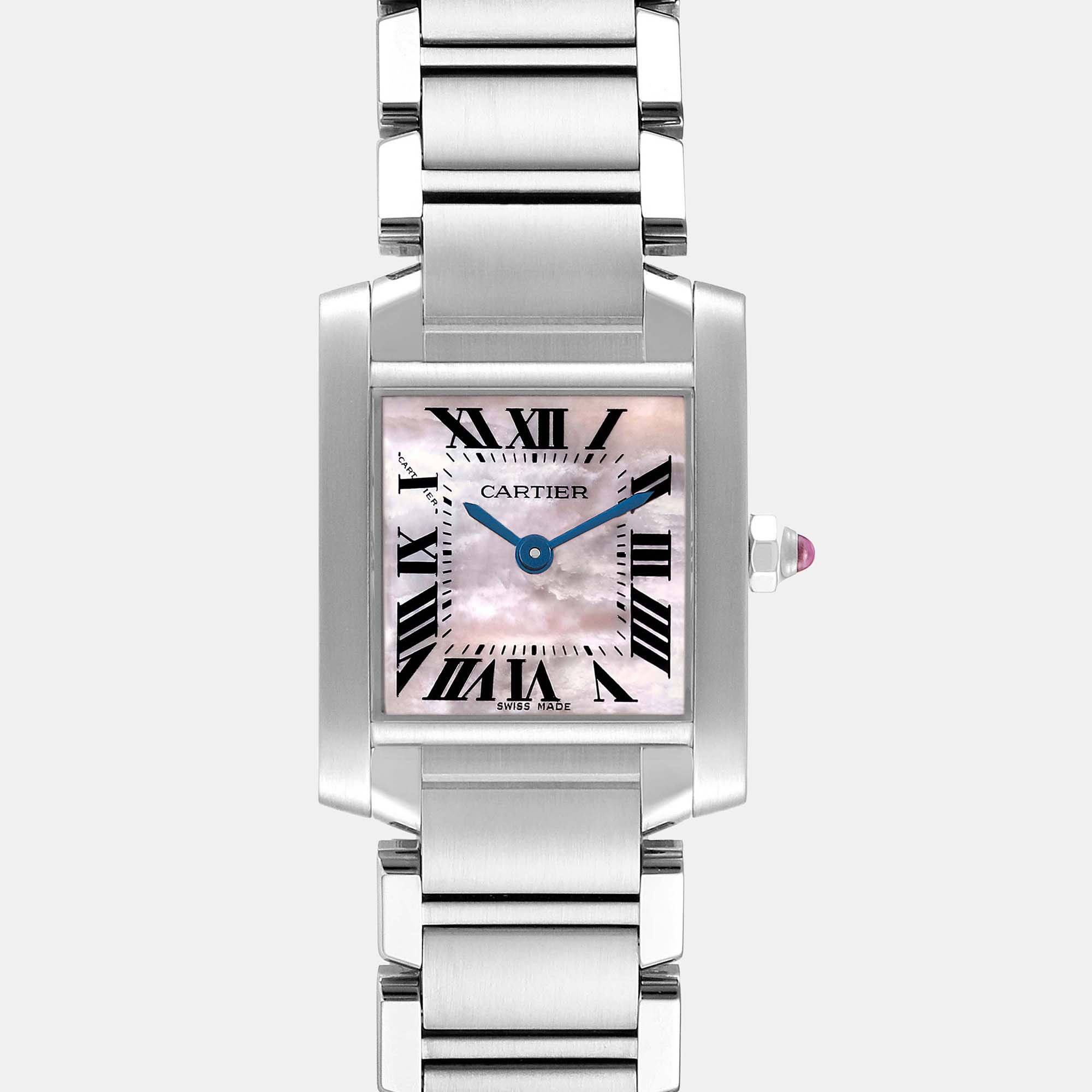 Cartier Tank Francaise Mother Of Pearl Dial Steel Ladies Watch W51028Q3 20.0 Mm X 25.0 Mm