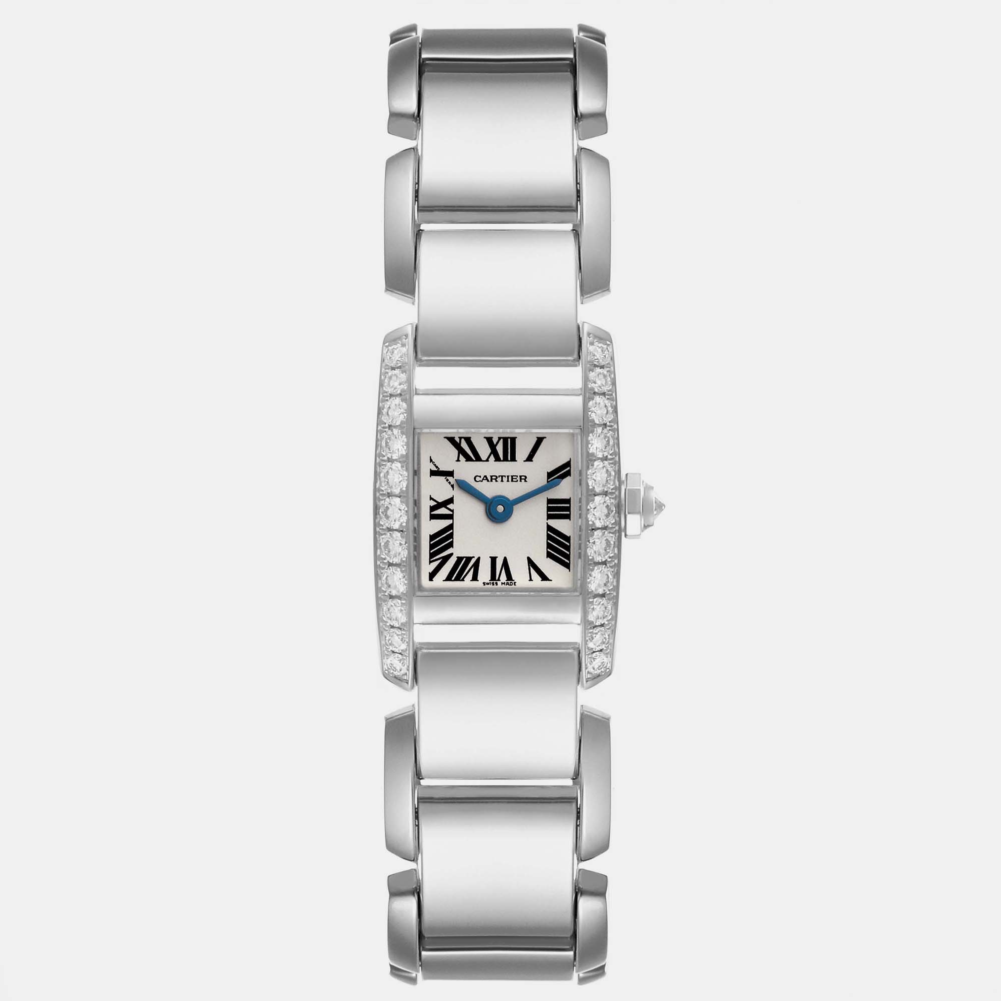 Cartier tankissime silver dial white gold diamond ladies watch we70069h 16 mm