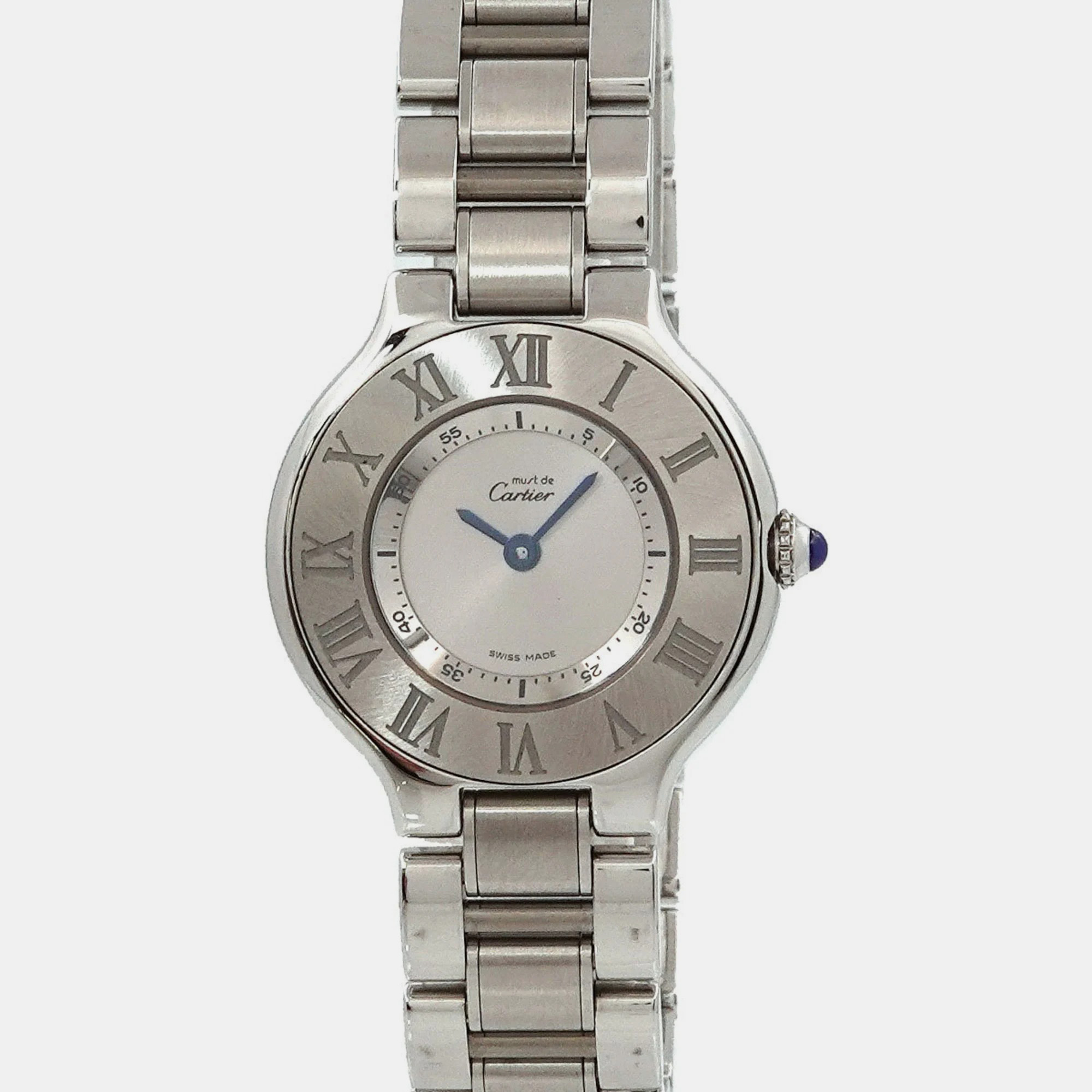 Cartier silver stainless steel must 21 de cartier w10109t2 quartz women's wristwatch 28 mm