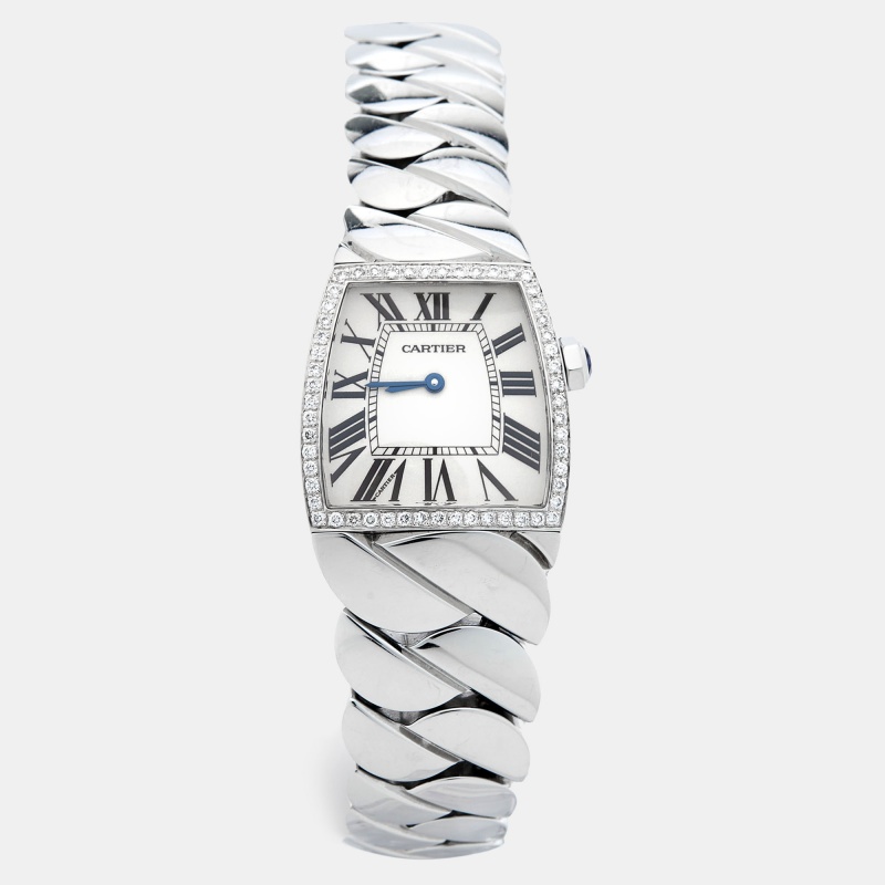 Cartier silver stainless steel diamond la dona w660022i women's wristwatch 28 mm