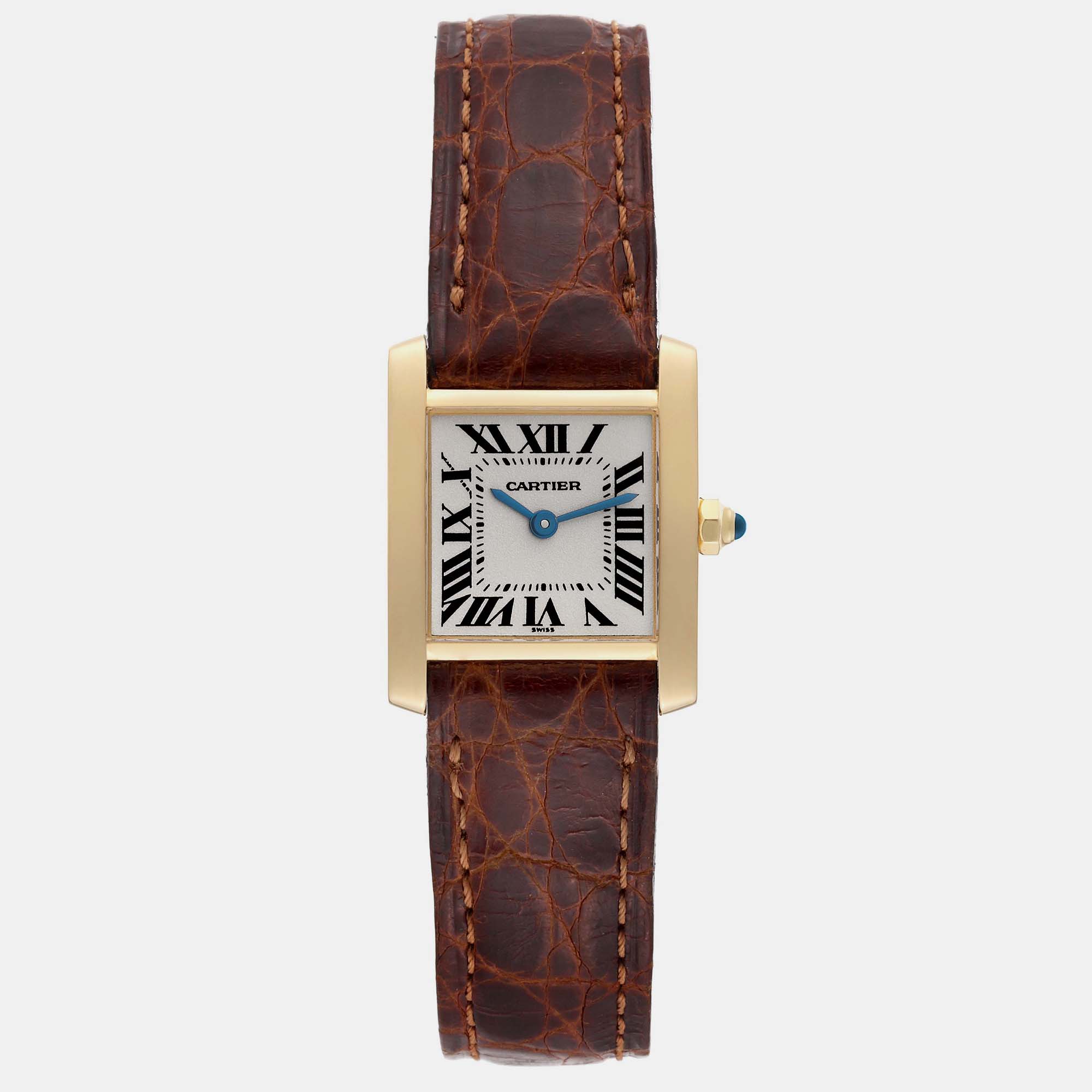 Cartier Tank Francaise Yellow Gold Brown Strap Ladies Watch 20 mm, Silver
Cartier Tank Francaise Yellow Gold Brown Strap Ladies Watch 20 mm, Silver