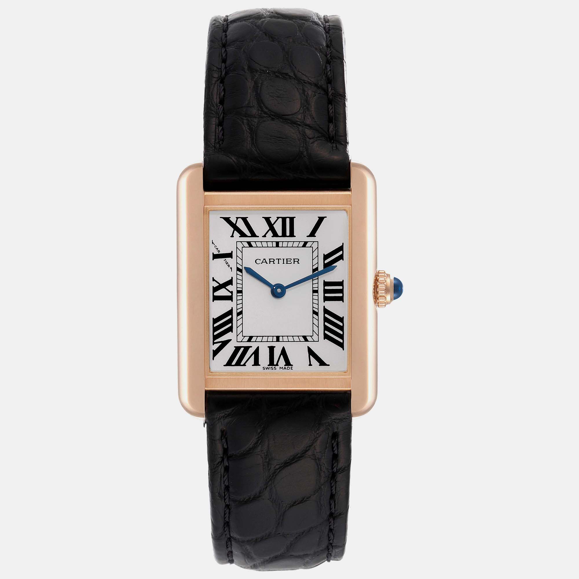 Cartier tank solo silver dial rose gold steel ladies watch 24.4 mm