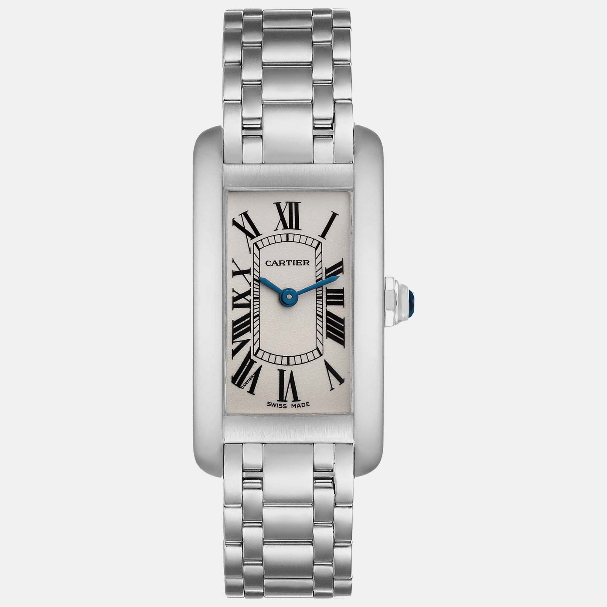 Cartier tank americaine silver dial white gold ladies watch 19 mm