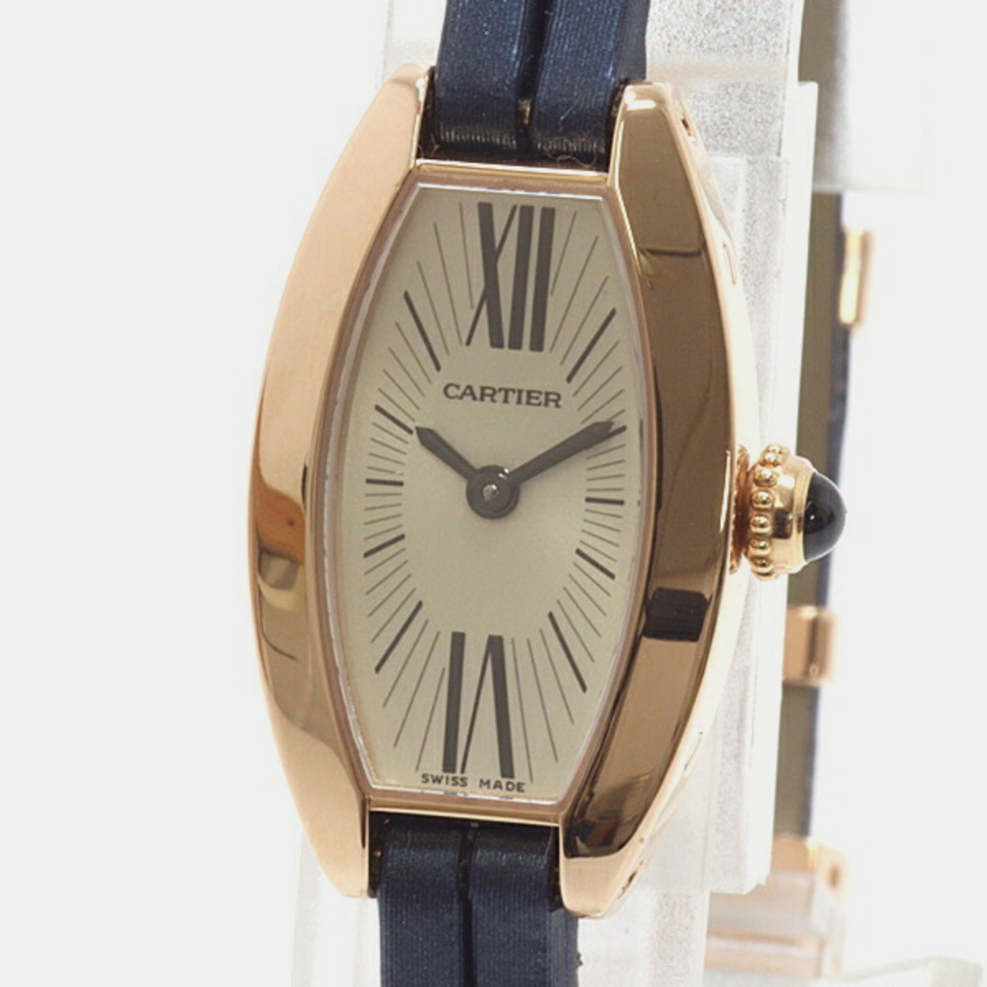 Cartier silver 18k rose gold lanieres tonneau w1537238 women's wristwatch 16mm