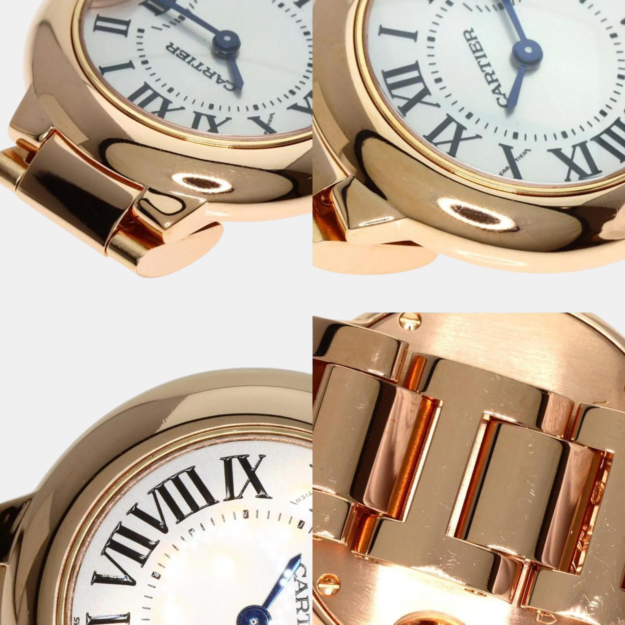 Cartier Silver 18K Rose Gold Ballon Bleu Quartz Women's Wristwatch 28 Mm