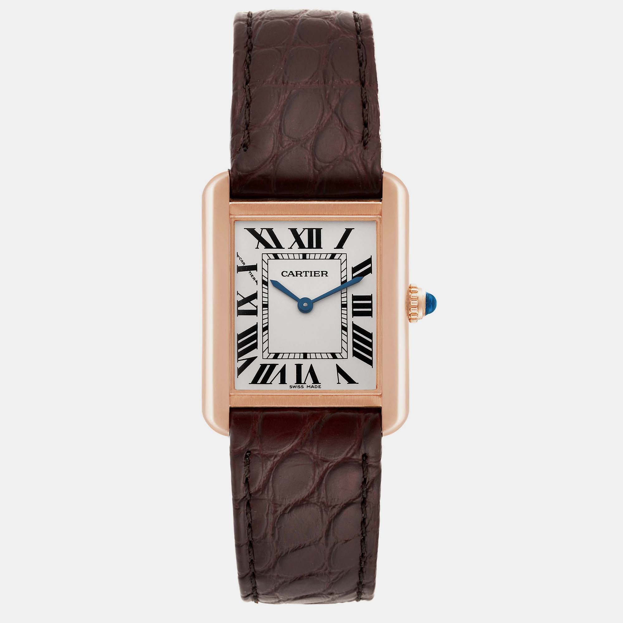 Cartier tank solo silver dial rose gold steel ladies watch 24.4 mm