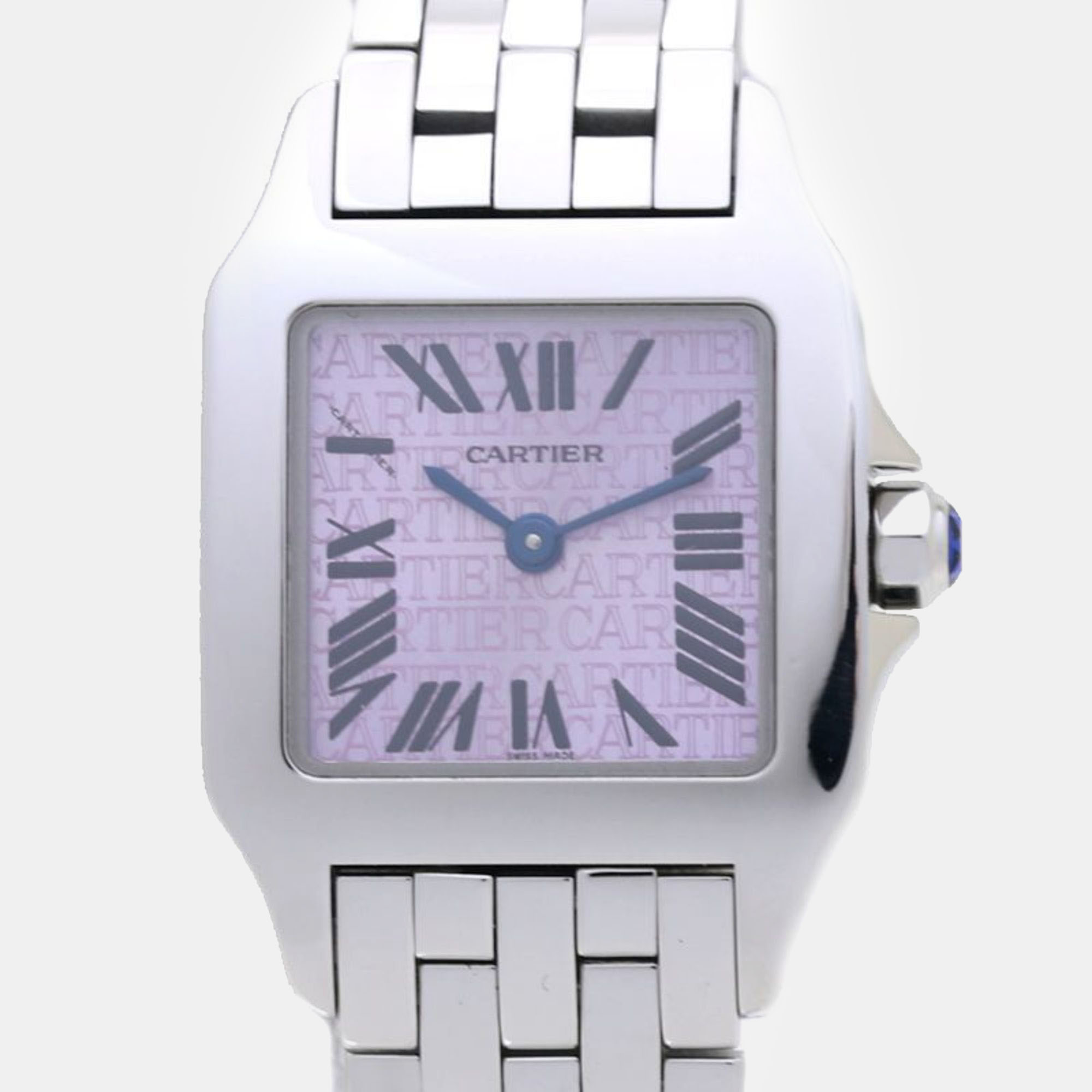 Cartier pink stainless steel santos w2510002 quartz women's wristwatch 20 mm