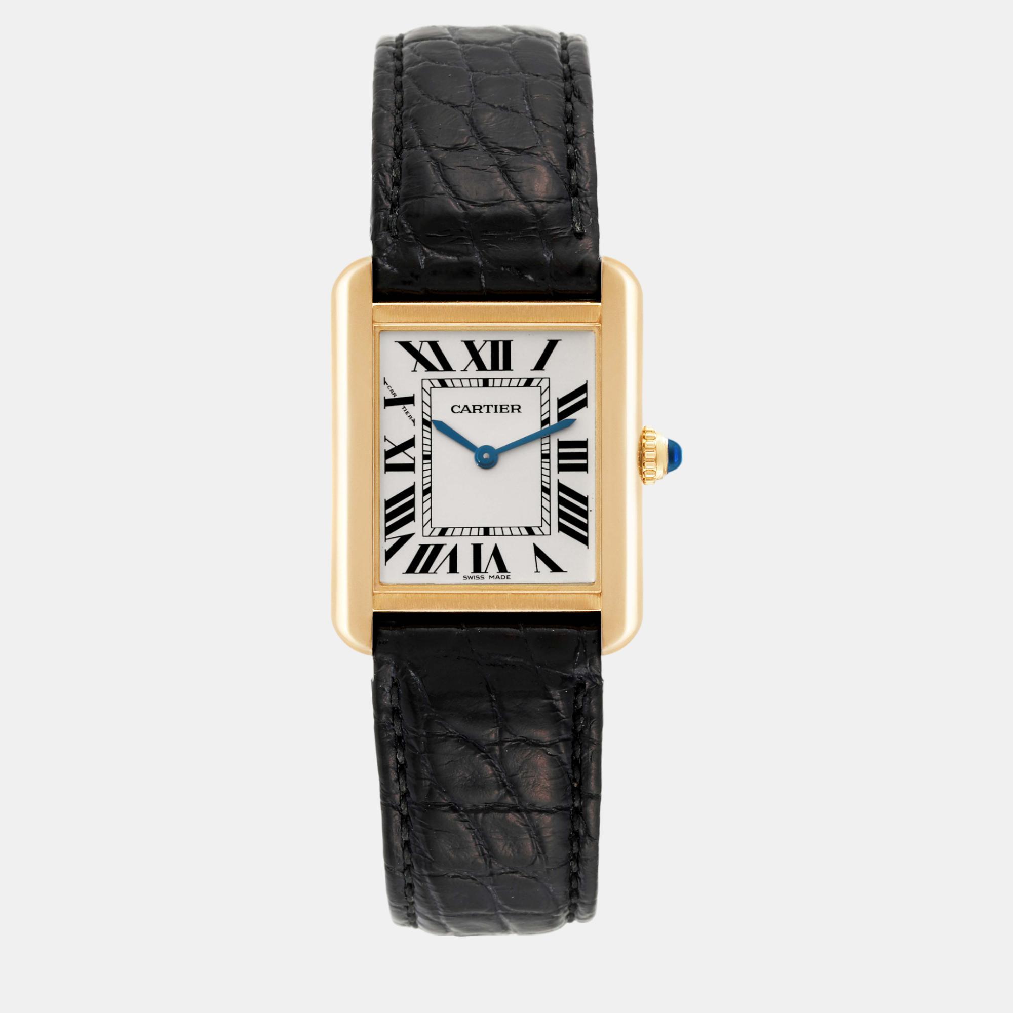 Cartier tank solo yellow gold steel silver dial ladies watch  24.4 mm