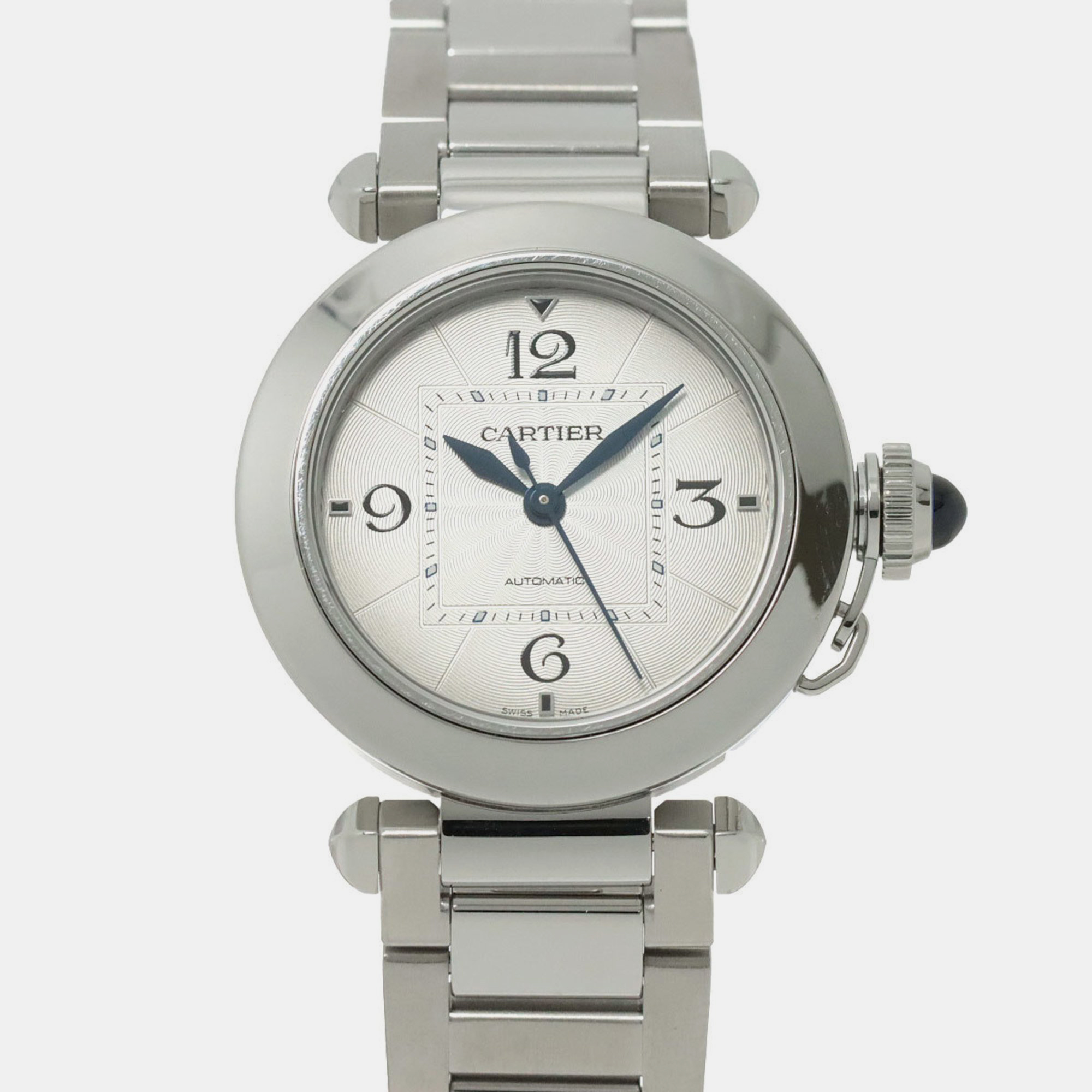 Cartier silver stainless steel pasha de cartier wspa0013 automatic women's wristwatch 35 mm