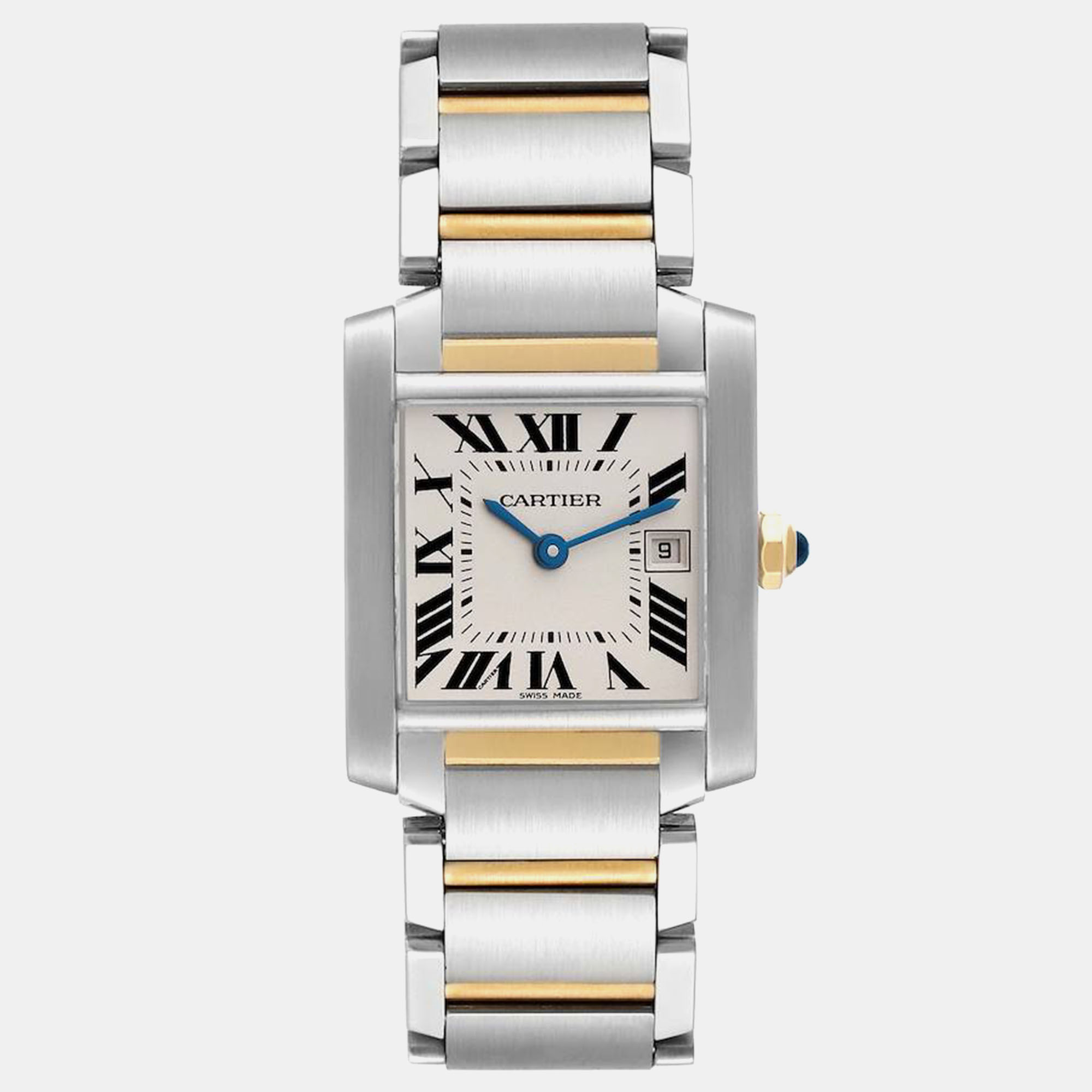 Cartier tank francaise midsize steel yellow gold ladies watch w51012q4 25 x 30 mm