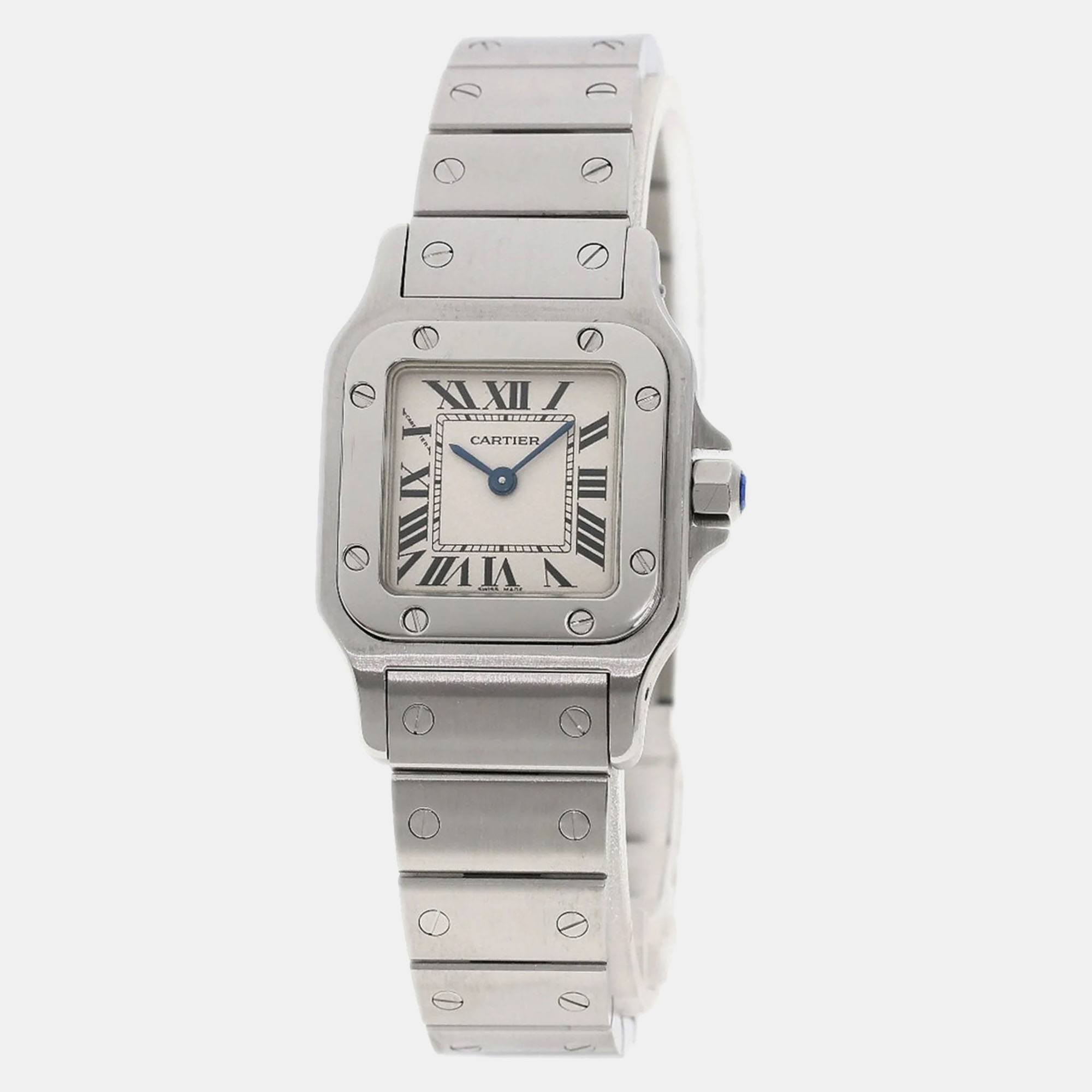 Cartier ivory stainless steel santos galbee w20056d6 quartz women's wristwatch 36 mm