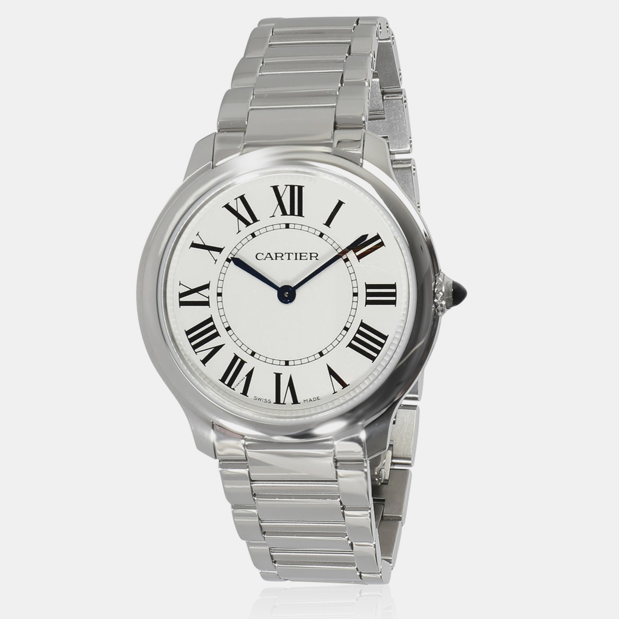 Cartier silver stainless steel ronde must de wsrn0034 quartz women's wristwatch 36 mm