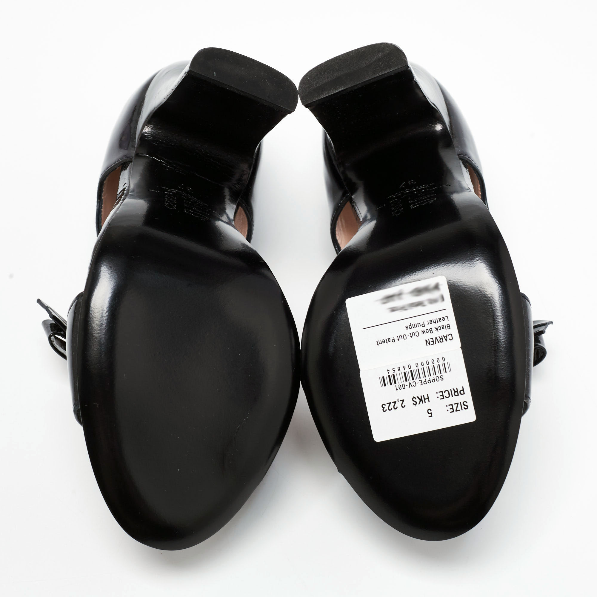 Carven Black Patent Leather Bow Cut-Out Sandals Size 37