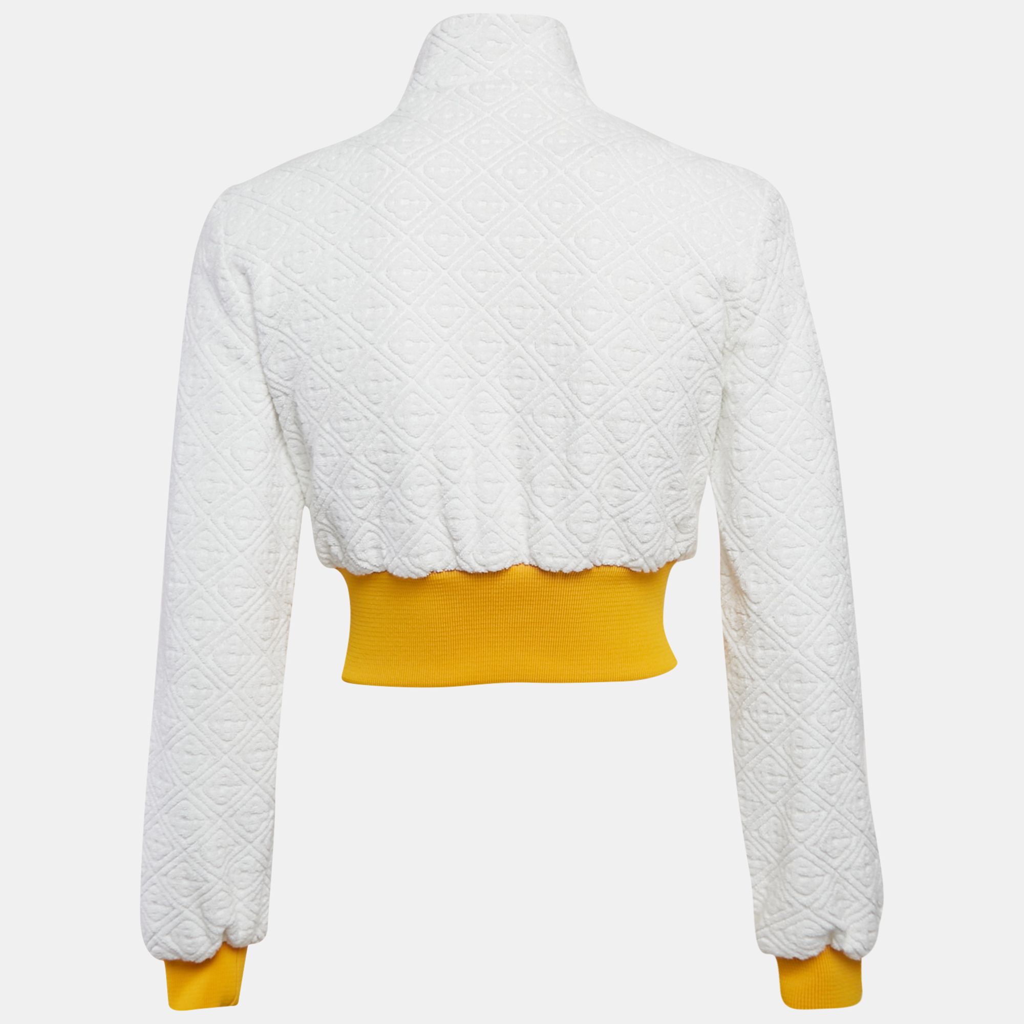 Casablanca White Logo Embossed Terry Crop Track Jacket S