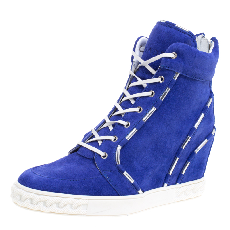 Image of Casadei Blue Suede High Top Sneakers Size
