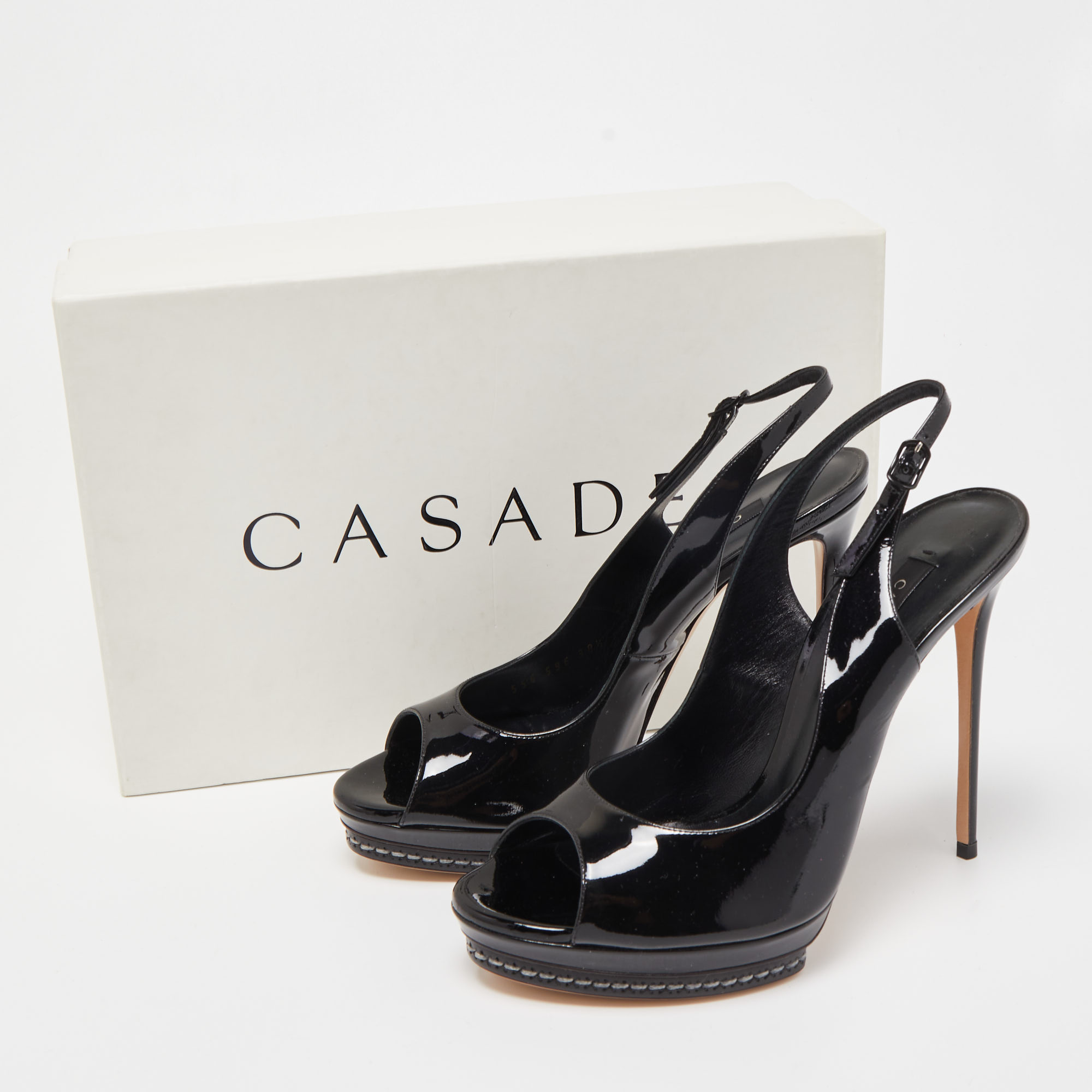 Casadei Black Patent Slingback Pumps Size 38.5