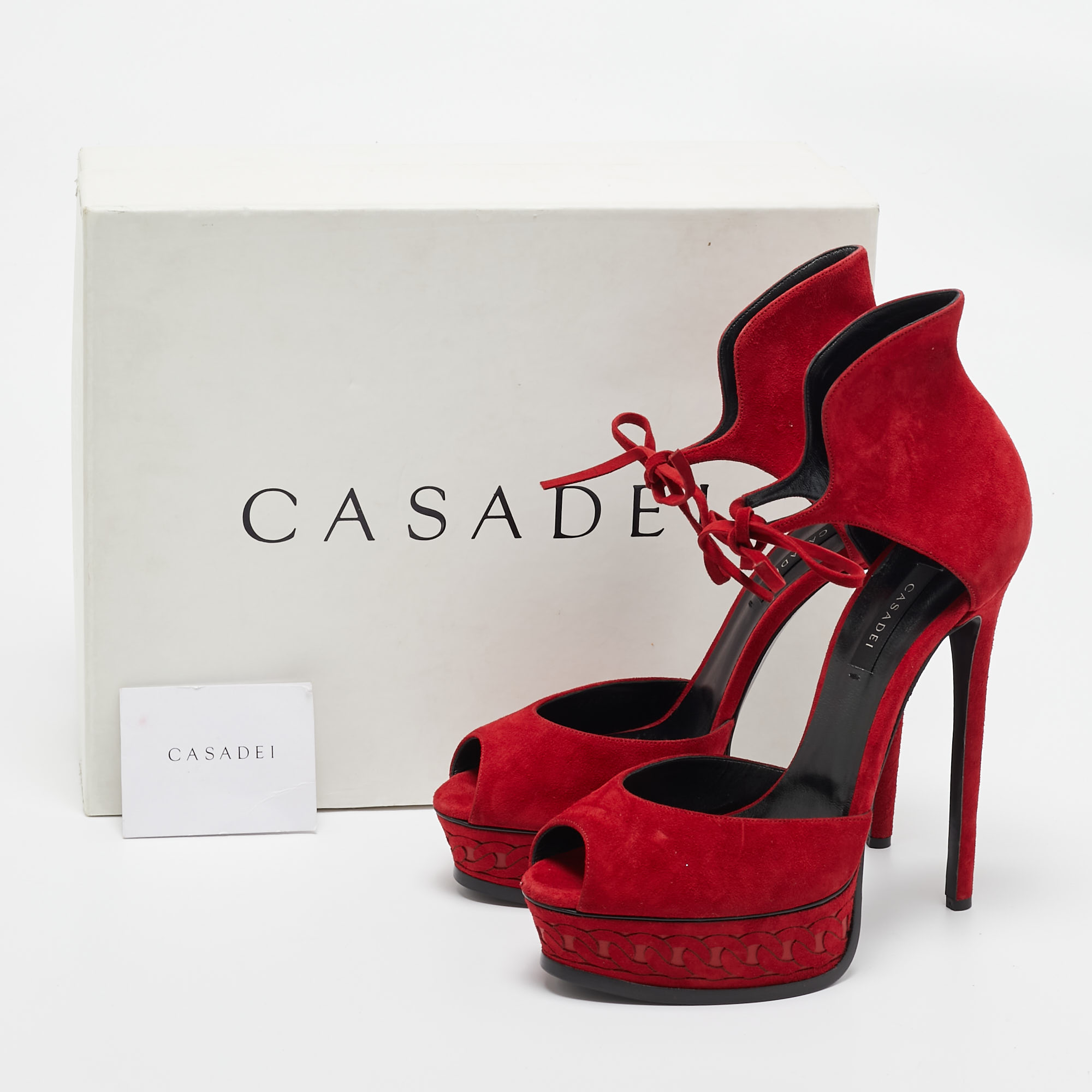 Casadei Red Suede Ankle Strap Sandals Size 40