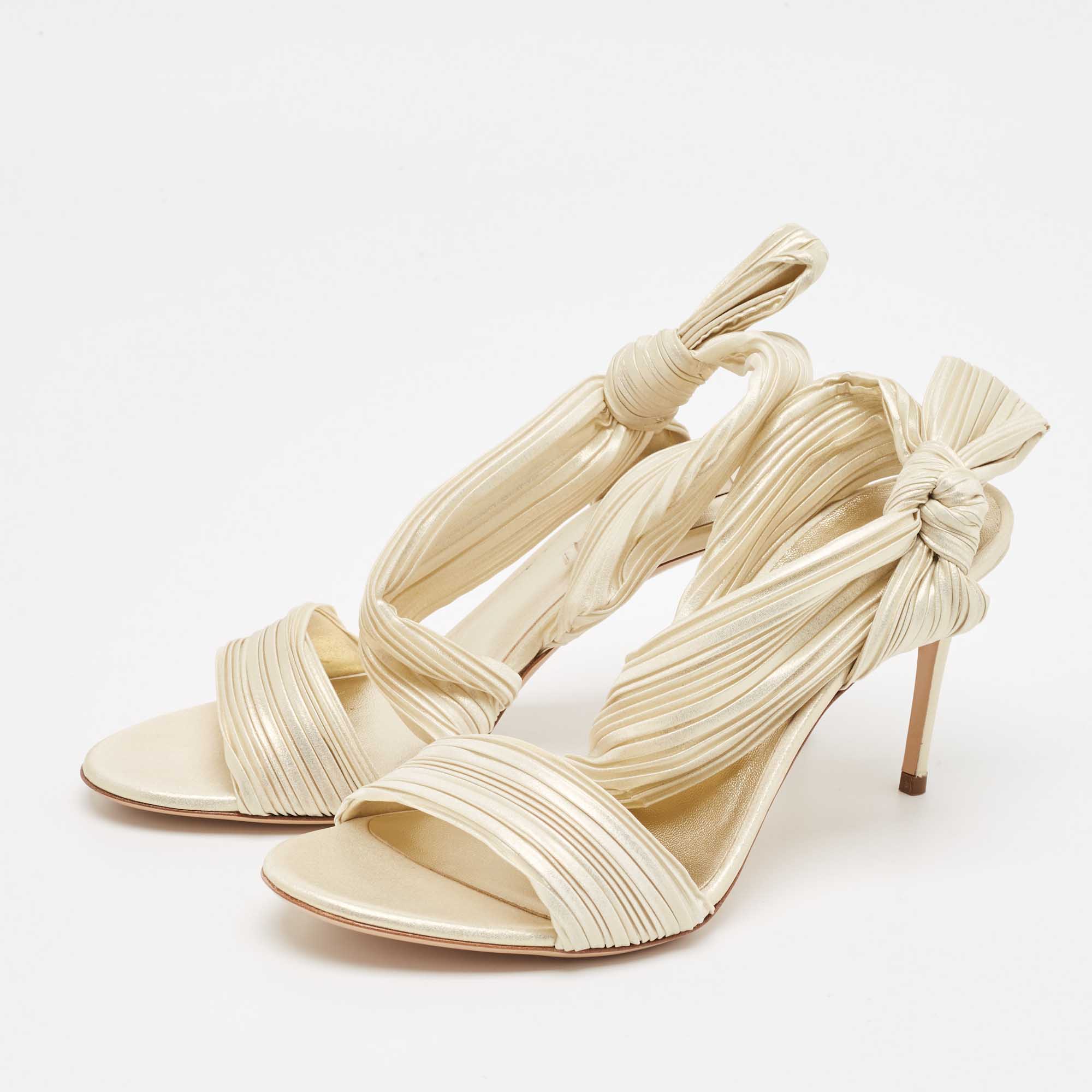 Casadei Cream Fabric Ankle Strap Sandals Size 38.5