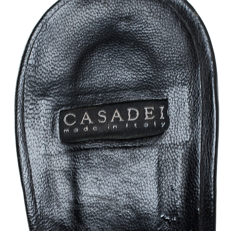 Casadei Black Leather Open Toe Sandals Size 41