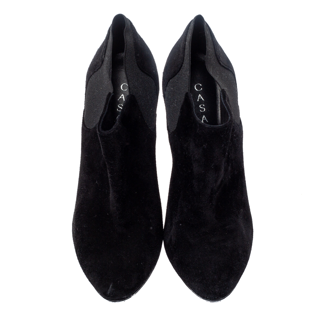 Casadei Black Suede Ankle Boots Size 37