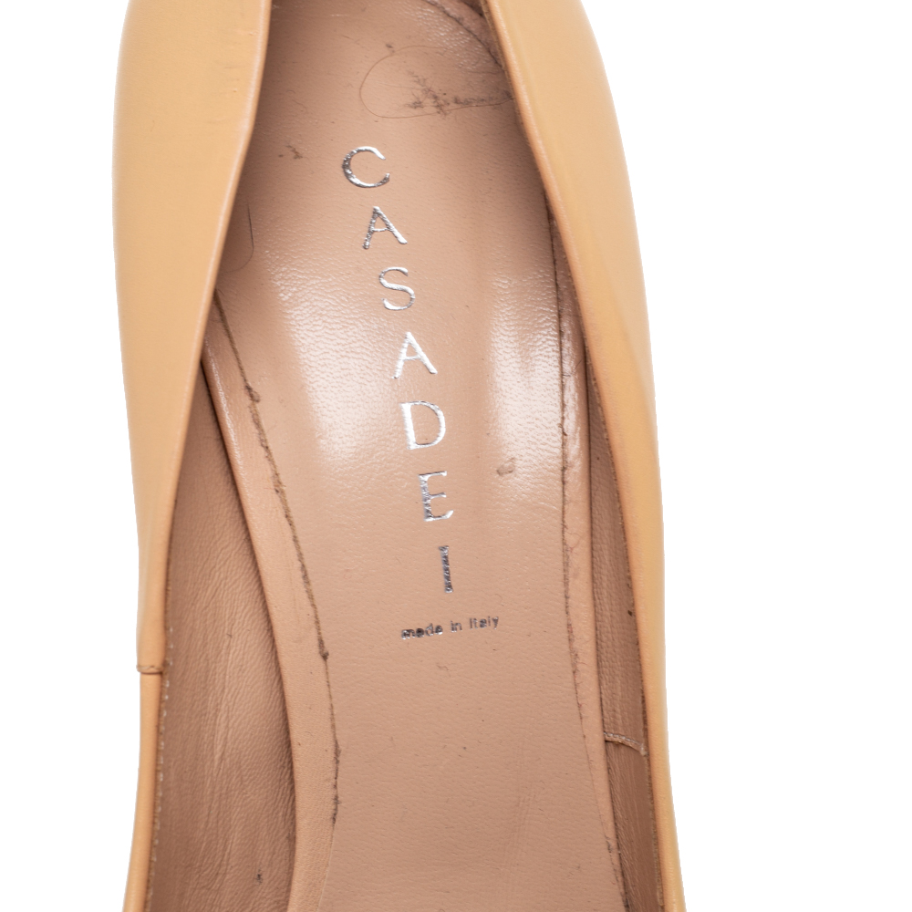 Casadei Beige Leather Pointed Toe Pumps Size 41