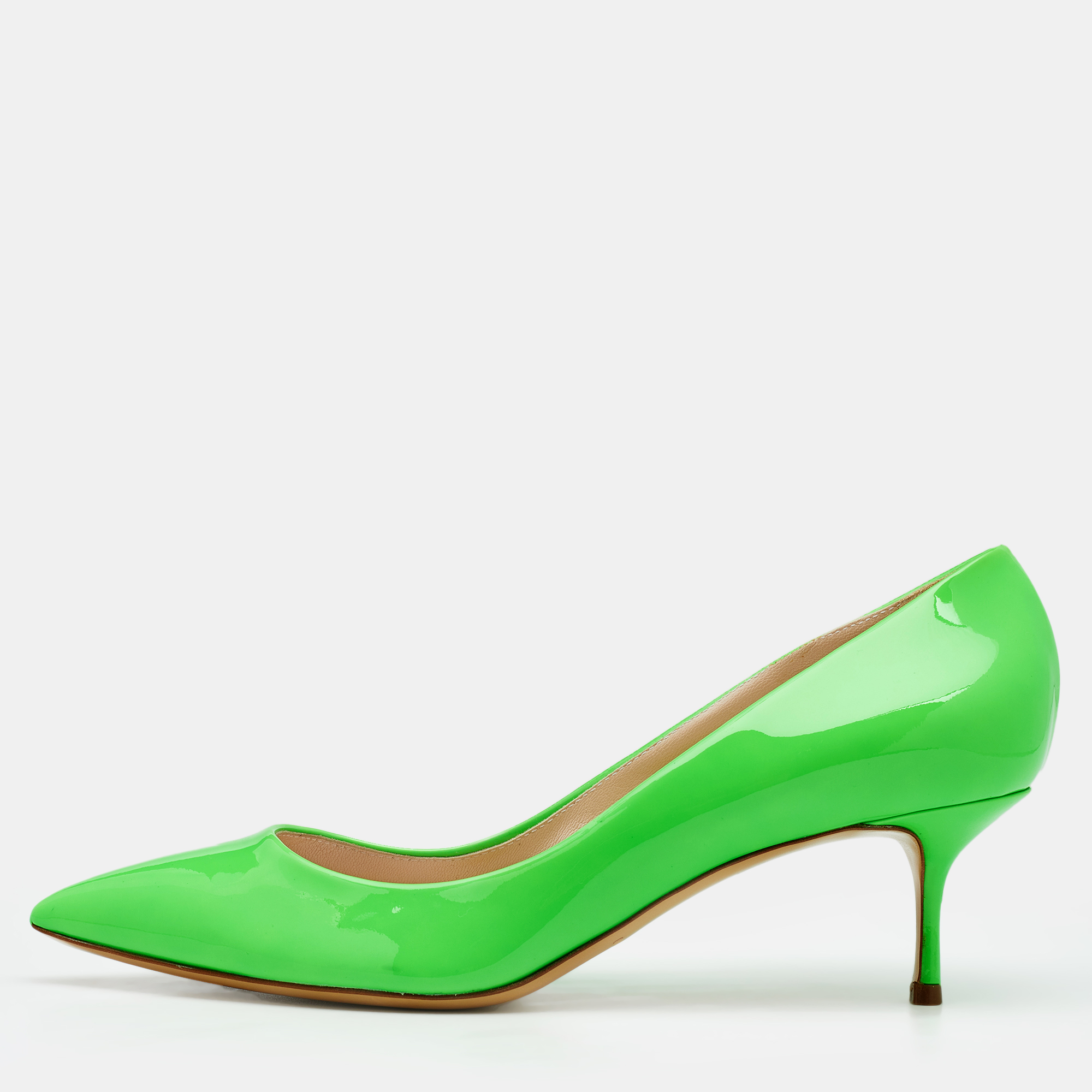 Casadei neon green patent leather pumps size 39