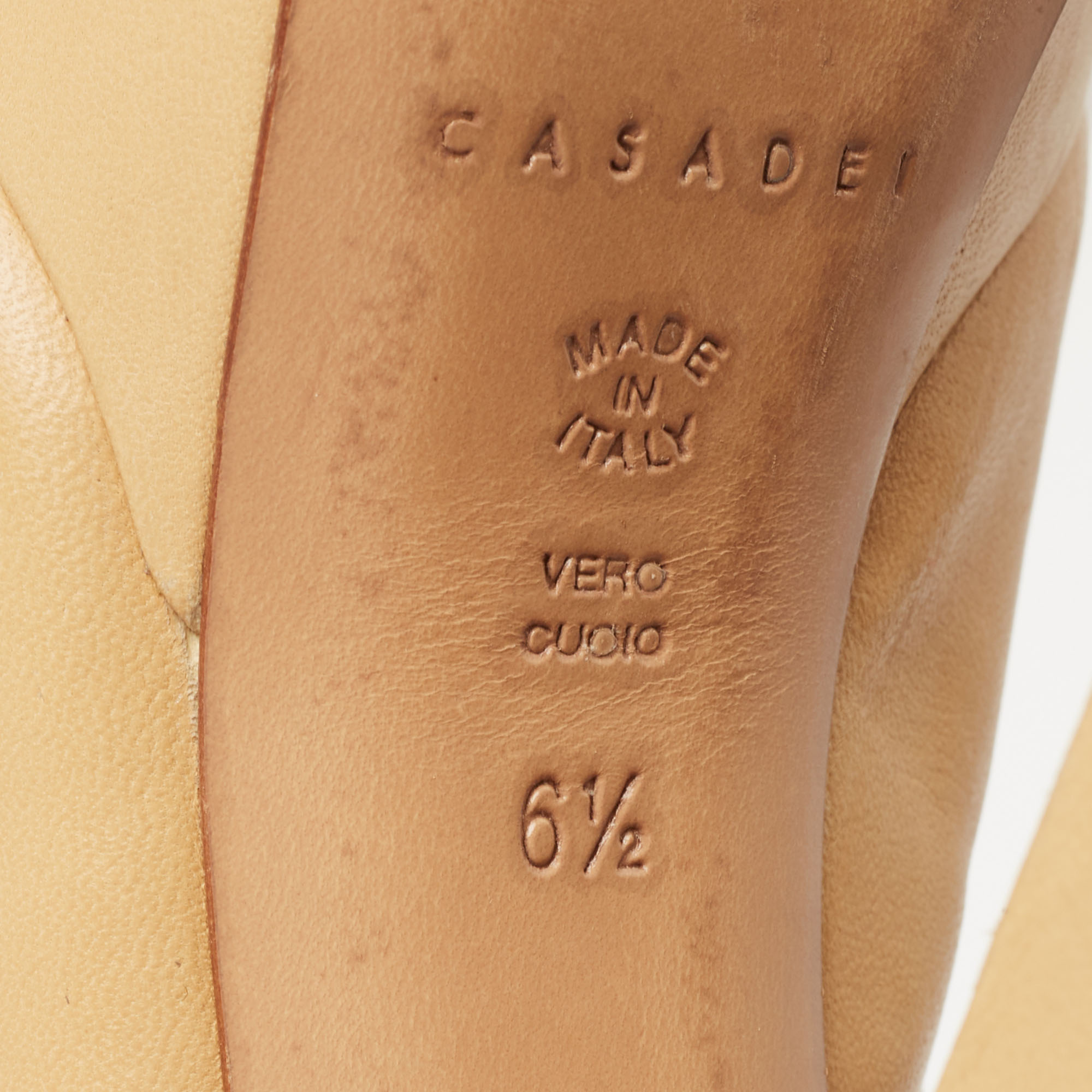 Casadei Beige Leather Platform Slingback Peep Toe Pumps Size 36.5