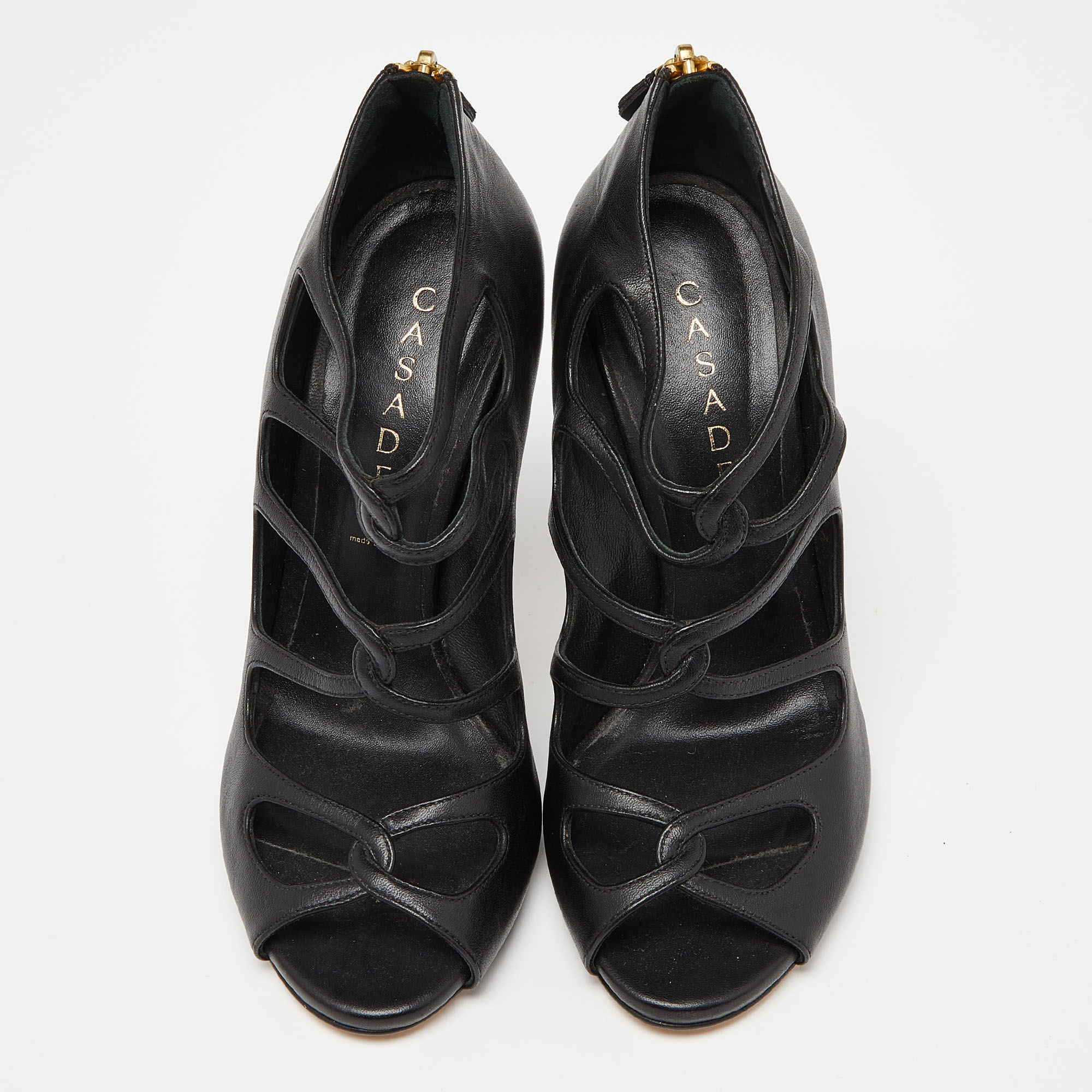Casadei Black Leather Cutout Sandals Size 37