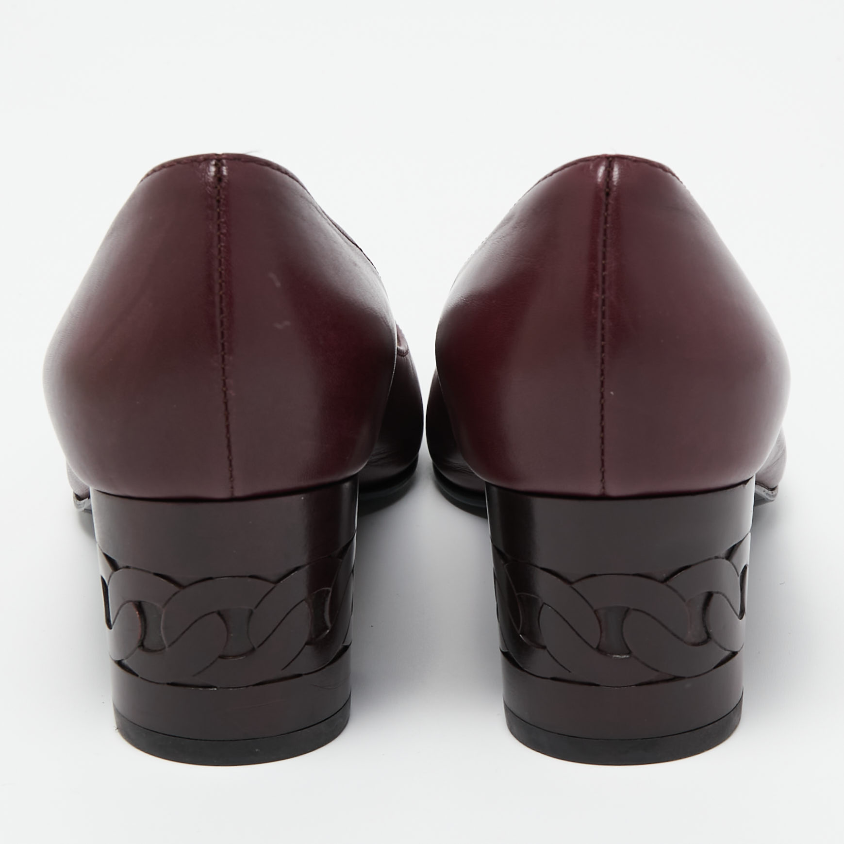 Casadei Burgundy Leather Block Heel Pumps Size 37