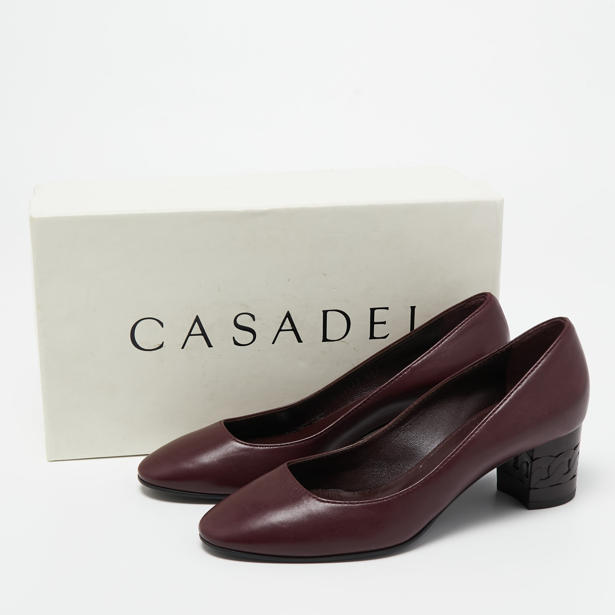 Casadei Burgundy Leather Block Heel Pumps Size 37
