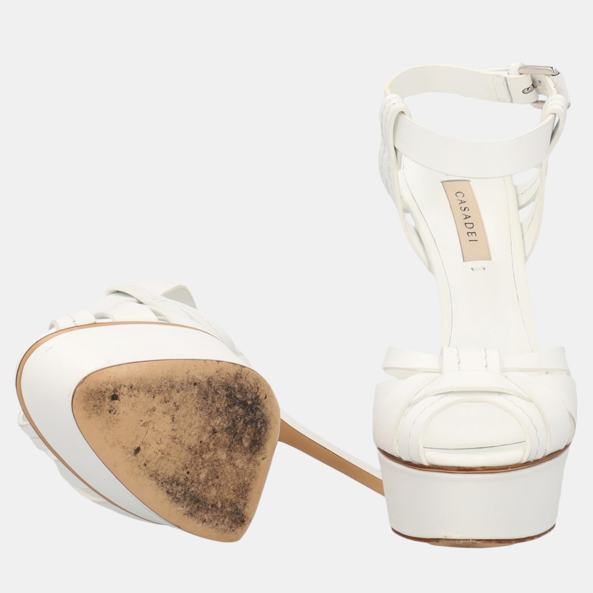 Casadei  Women's Leather Sandals - White - EU 36.5