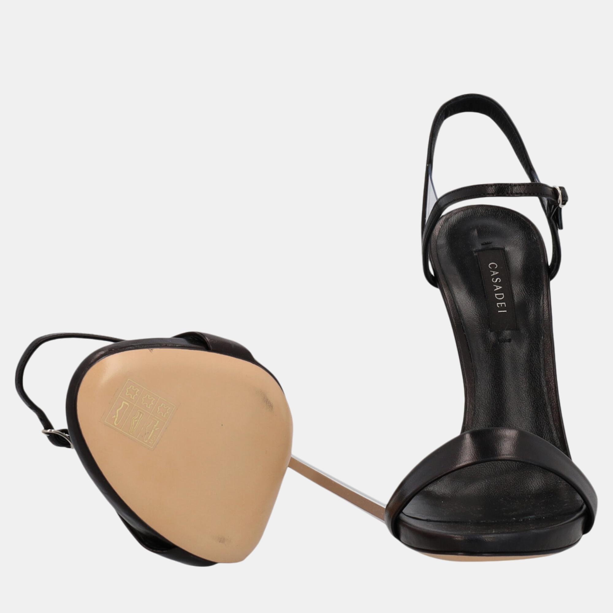 Casadei  Women's Leather Sandals - Black - EU 37.5