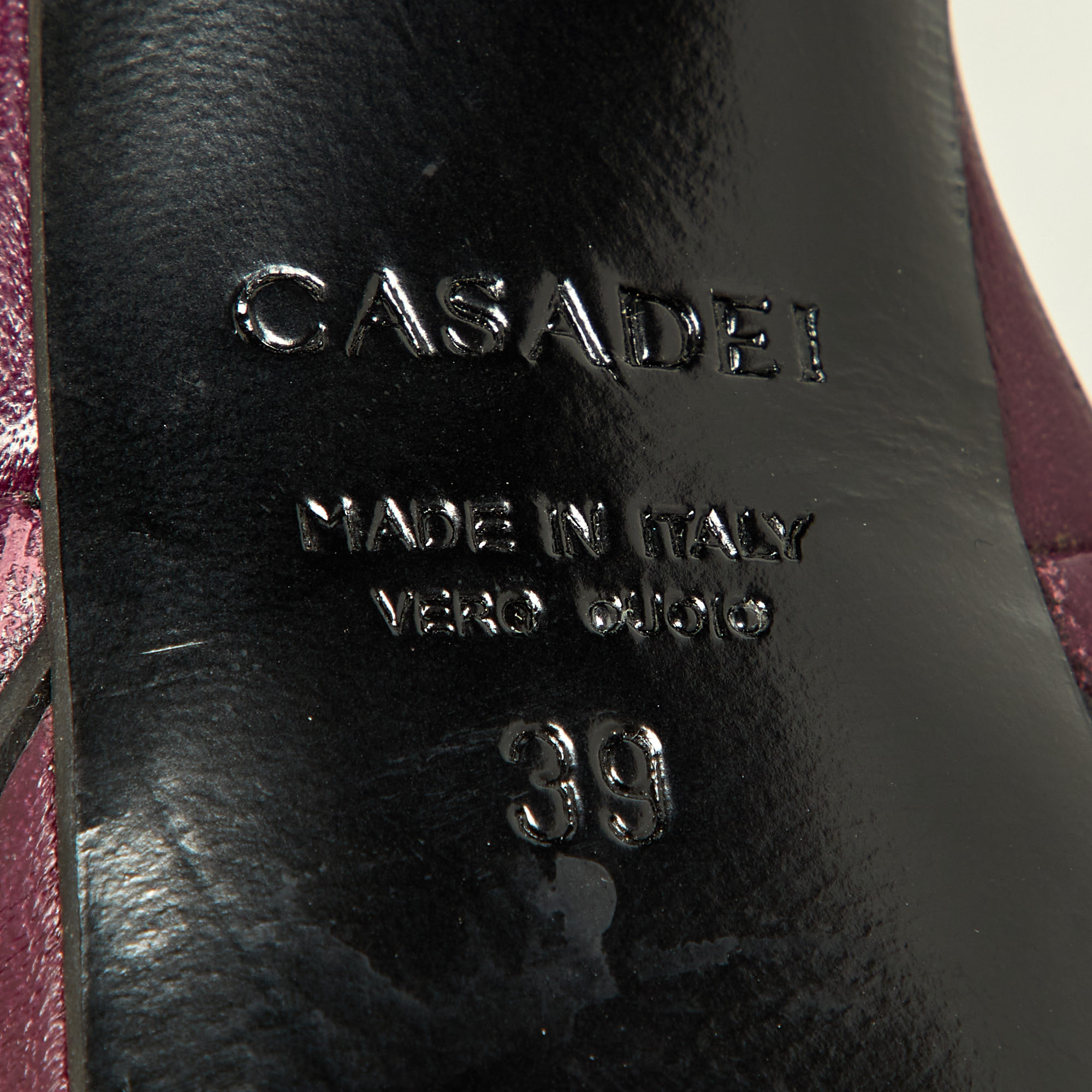Casadei Purple Leather Platform Ankle Strap  Block Heel Sandals Size 39