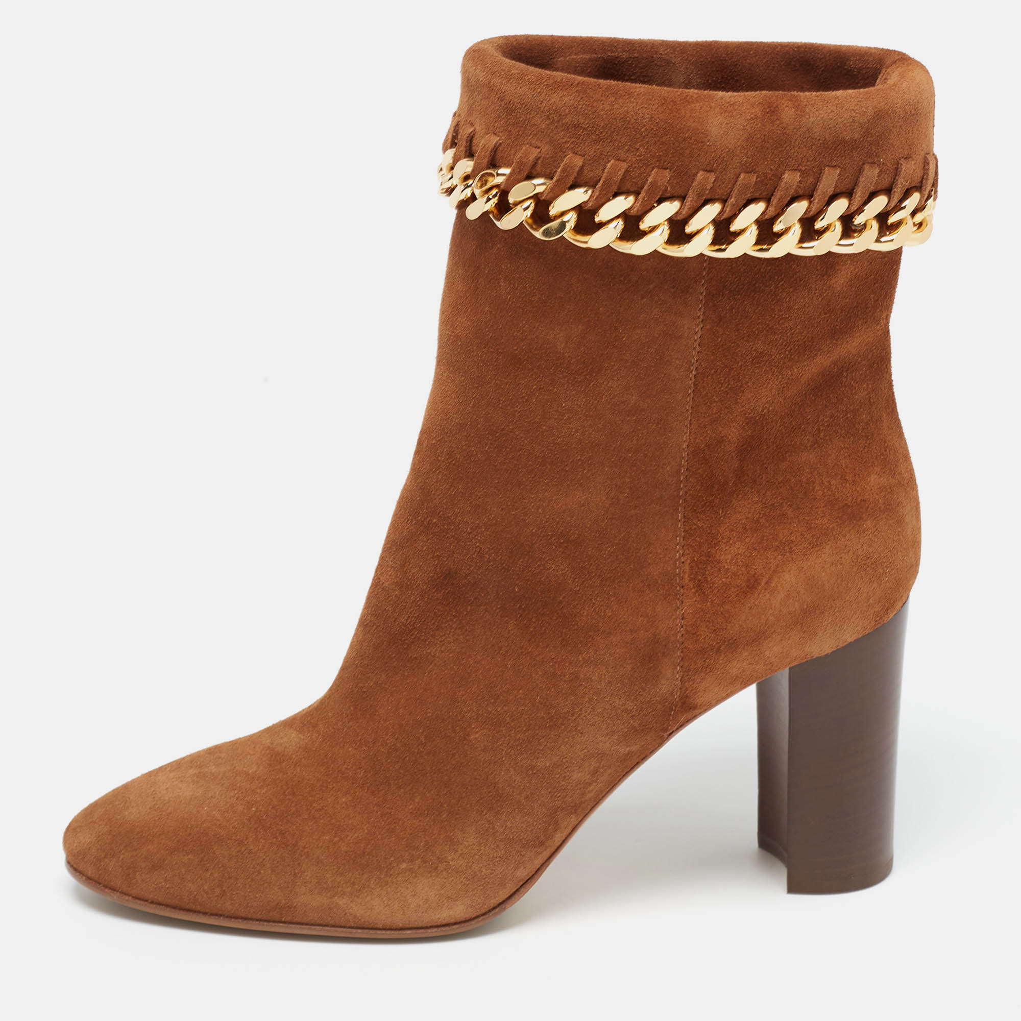 Casadei brown suede chain detail ankle boots size 37