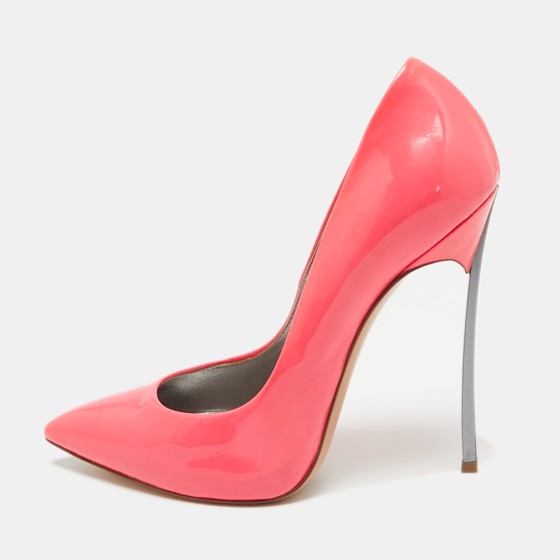 Casadei neon pink patent leather pointed toe pumps size 38