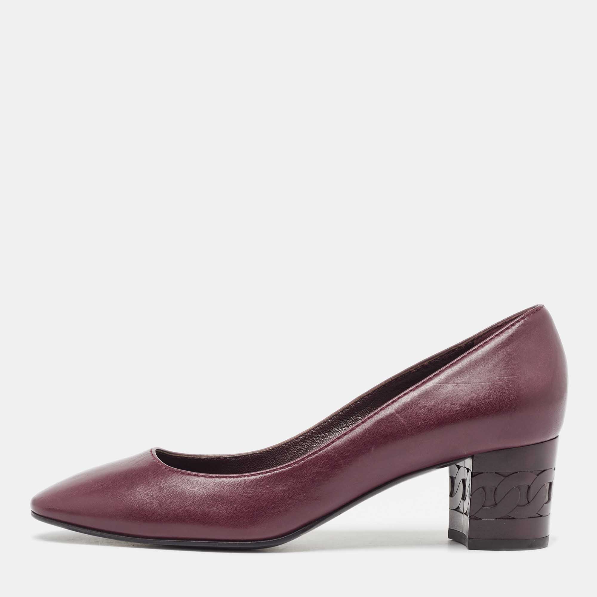 Casadei burgundy leather block heel  pumps size 37