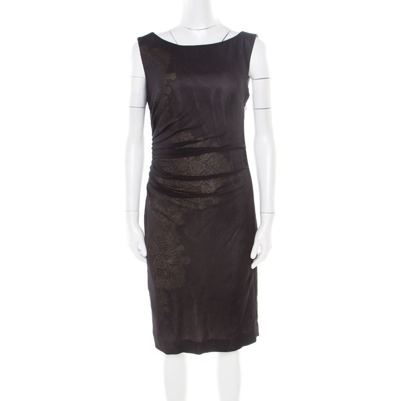 Image of Catherine Malandrino Black Tulle Overlay Ruched Sleeveless Dress M