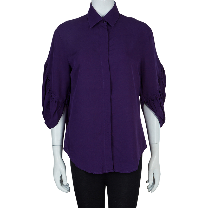 

Catherine Malandrino Purple Long Sleeve Silk Blouse