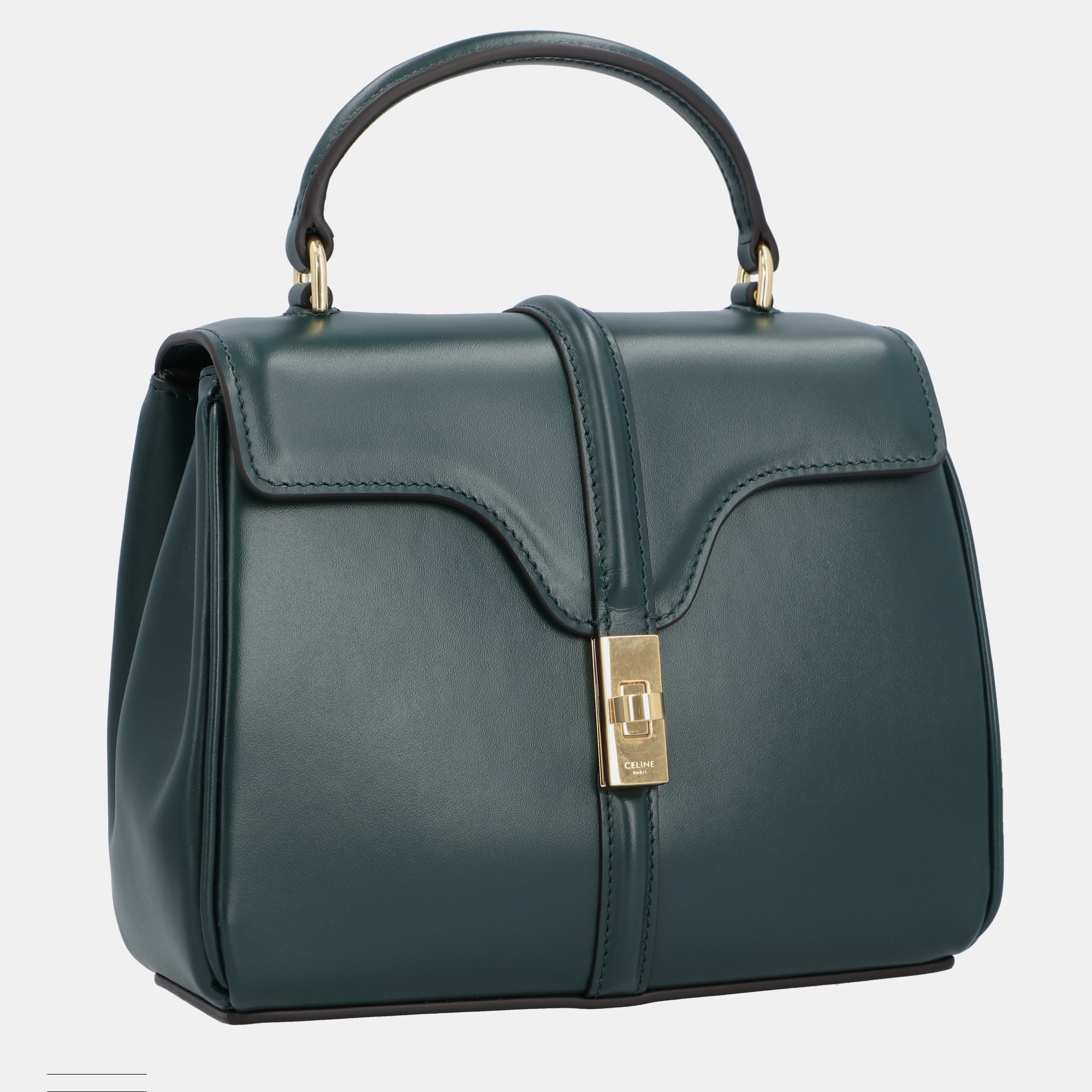 Celine Satinated Green Calfskin Leather Mini 16 Shoulder Bag