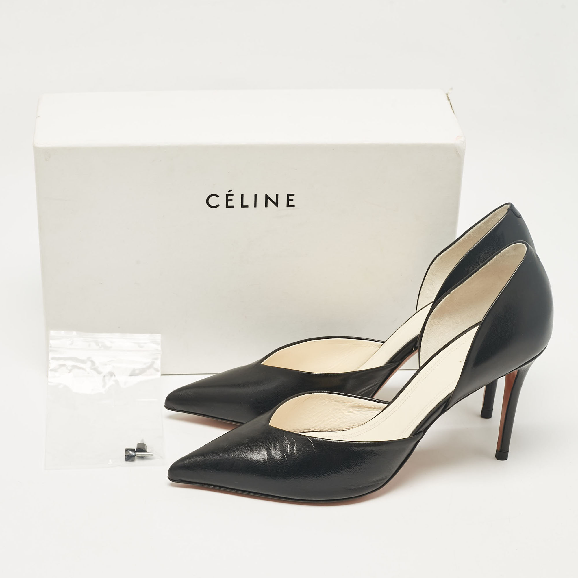 Celine Black Leather D'orsay Pumps Size 38.5