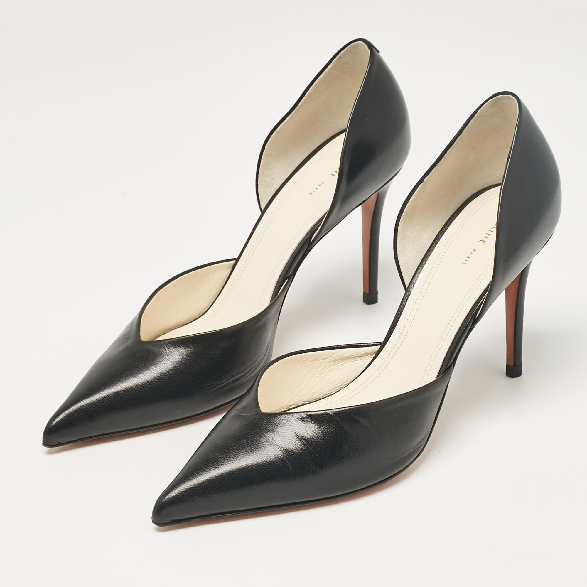 Celine Black Leather D'orsay Pumps Size 38.5